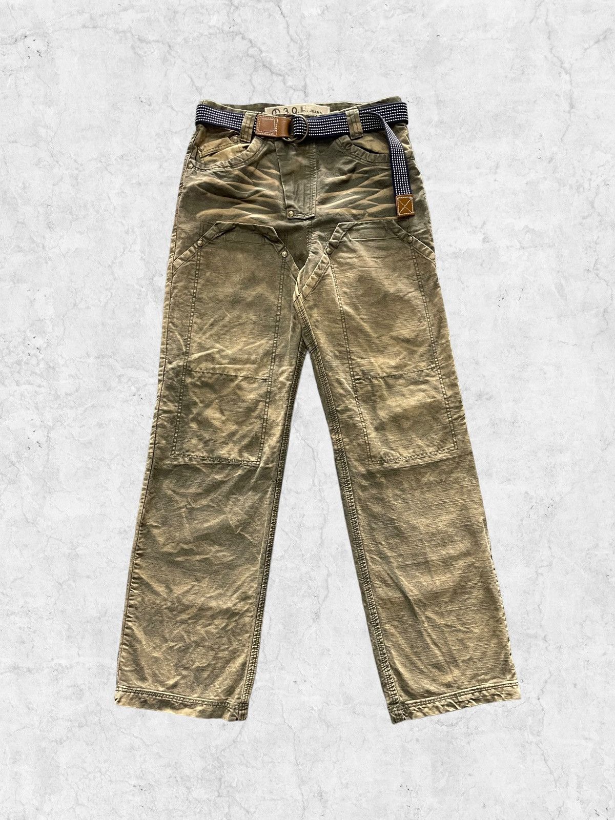 Vintage Vintage 3.Q.L Double Knee Cargo Faded With Shashiko Belt Size US 28 / EU 44 - 1 Thumbnail