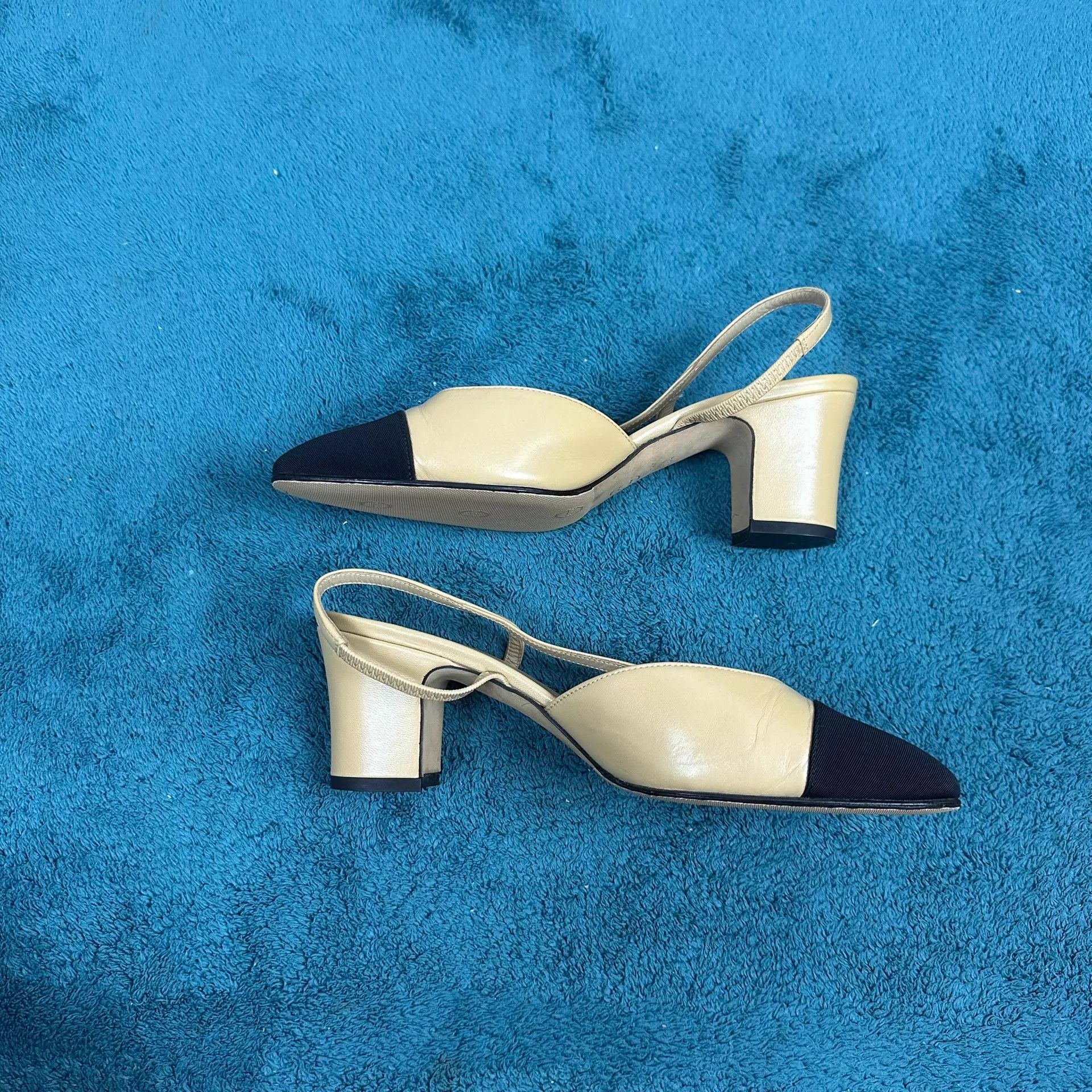 Chanel Chanel Beige Back-Tie Chunky Heel Pumps 36.5 New Size US 6 / IT 36 - 3 Thumbnail