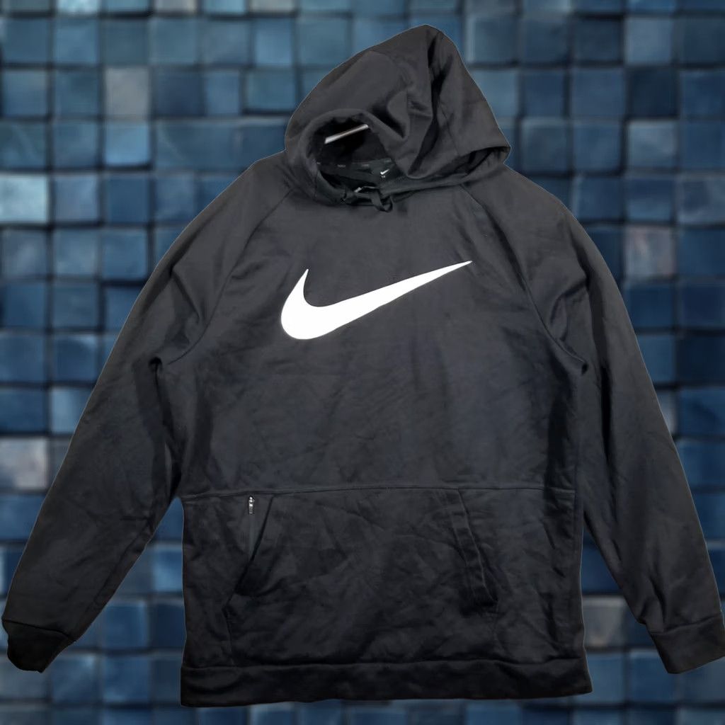 Nike Nike Hoodie Men’s Large Black Swoosh Fleece Pullover Therma Fit Hooded Sweatshirt Pullover Sportswear Regular Fit Size US L / EU 52-54 / 3 - 1 Thumbnail