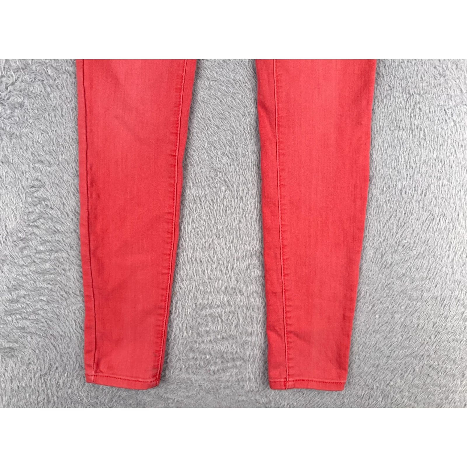 Vintage Celebrity Pink Jeans Junior 1 Coral Denim Skinny Cotton Blend Mid Rise 26x30 Womens Jeans Size 25" / US 0 / IT 36 - 2 Thumbnail
