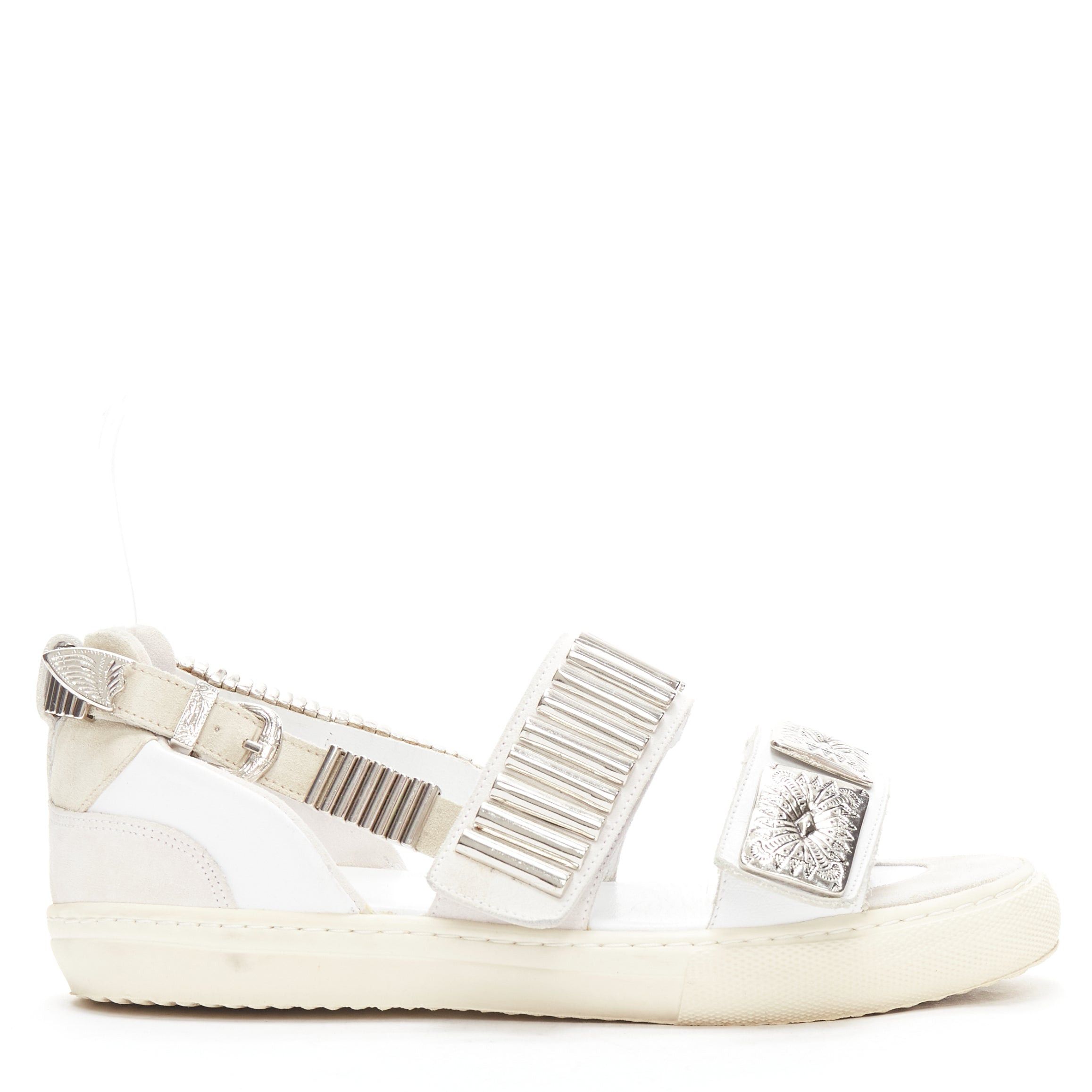 Toga TOGA ARCHIVES 2022 white leather silver metal plate buckle sandals EU39 Size US 9 / IT 39 - 1 Thumbnail