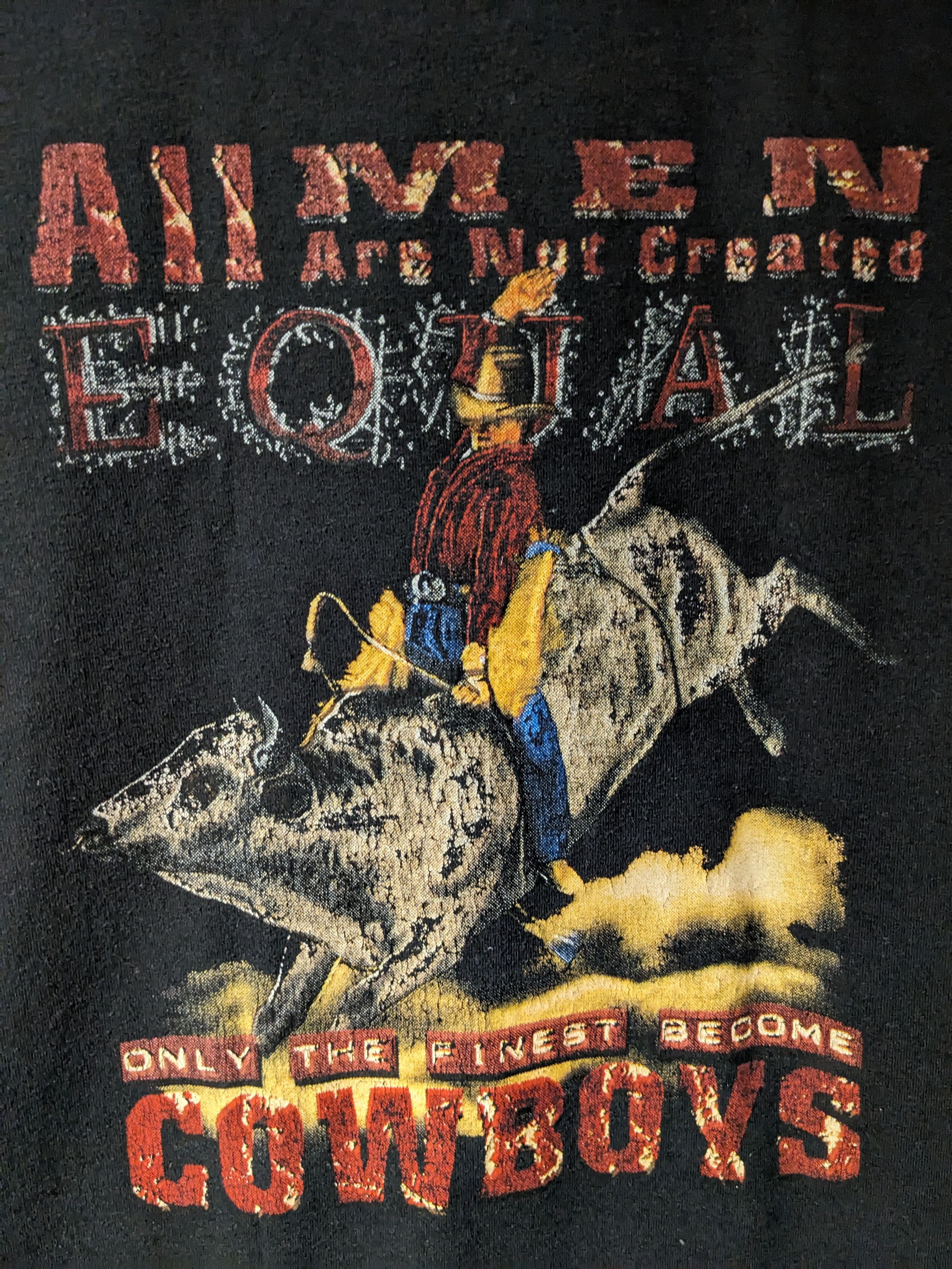 Vintage Vintage Y2K All Men Are Not Created Equal Cowboys T-Shirt Size US S / EU 44-46 / 1 - 2 Thumbnail
