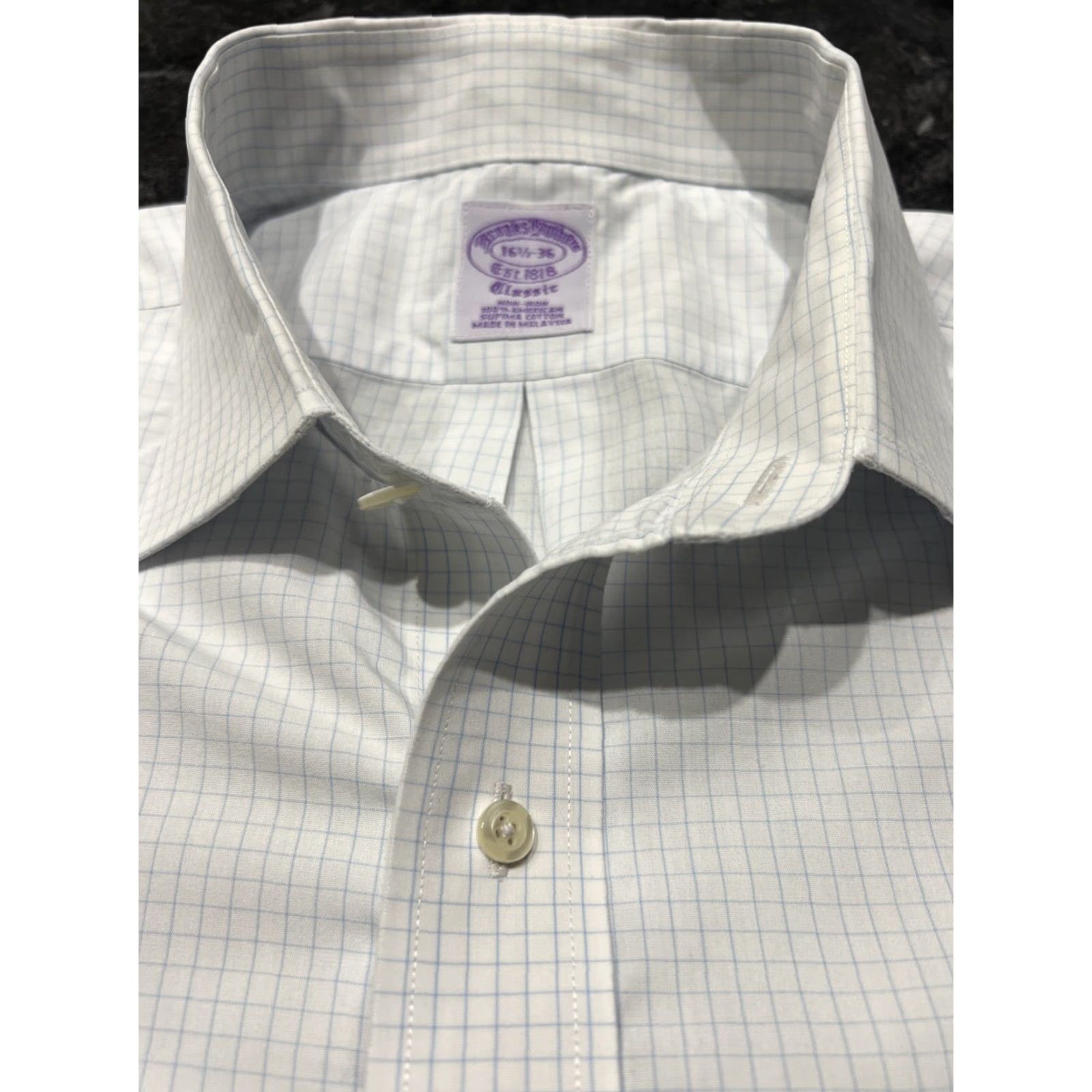 Brooks Brothers Brooks Brothers Dress Shirt Men’s 16.5/36 Long Sleeve Plaid Button Up Cotton Blue Check Mens Size 42R - 6 Thumbnail