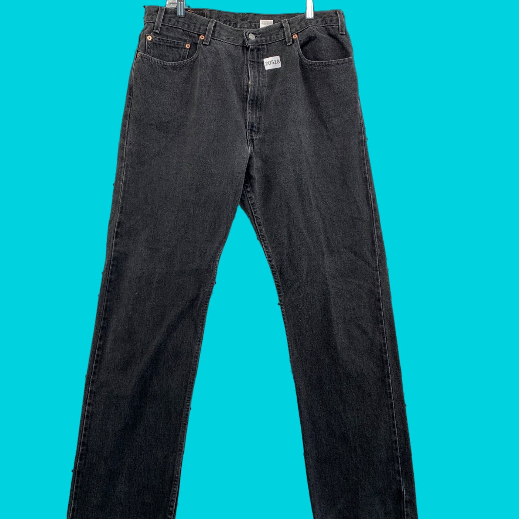 VINTAGE Levi's 505 Black Denim Jeans Mens Straight Leg Regular Fits 35x34 38x34 90s 60s