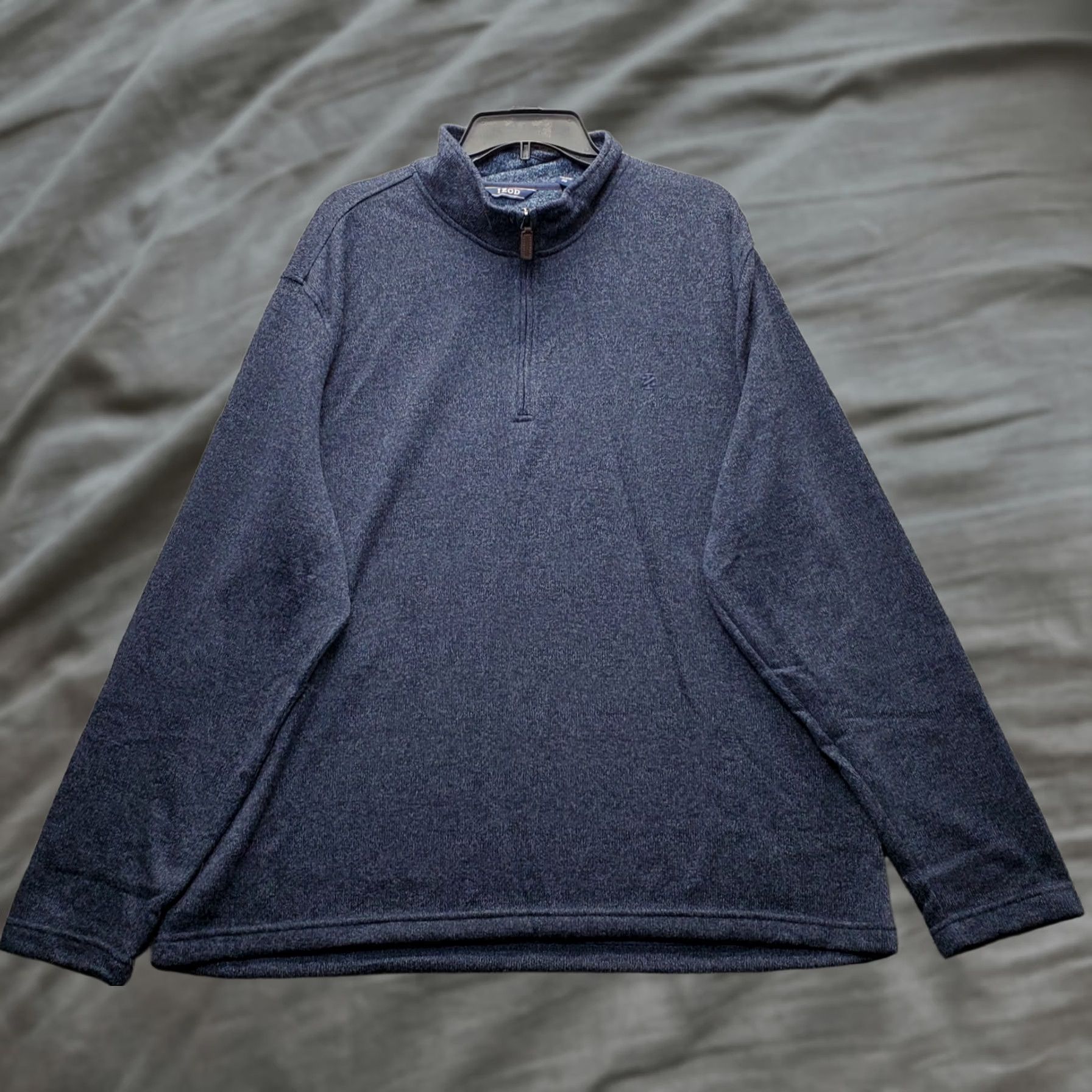 Izod IZOD Mens Pullover Sweater 2XL Blue Knit Embroidered Logo Quarter Zip Size US XXL / EU 58 / 5 - 1 Thumbnail