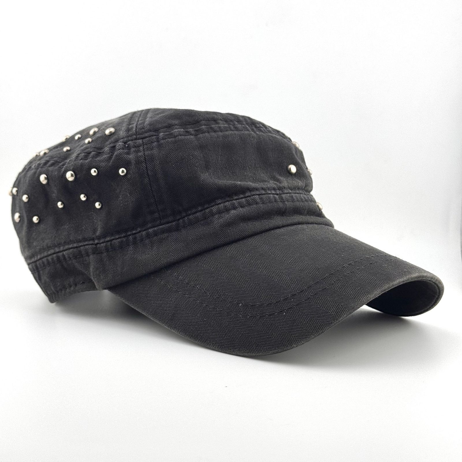 Japanese Brand Y2K Grunge Punk Patrol Cap Studded Faded Washed Military Hat Size ONE SIZE - 3 Thumbnail