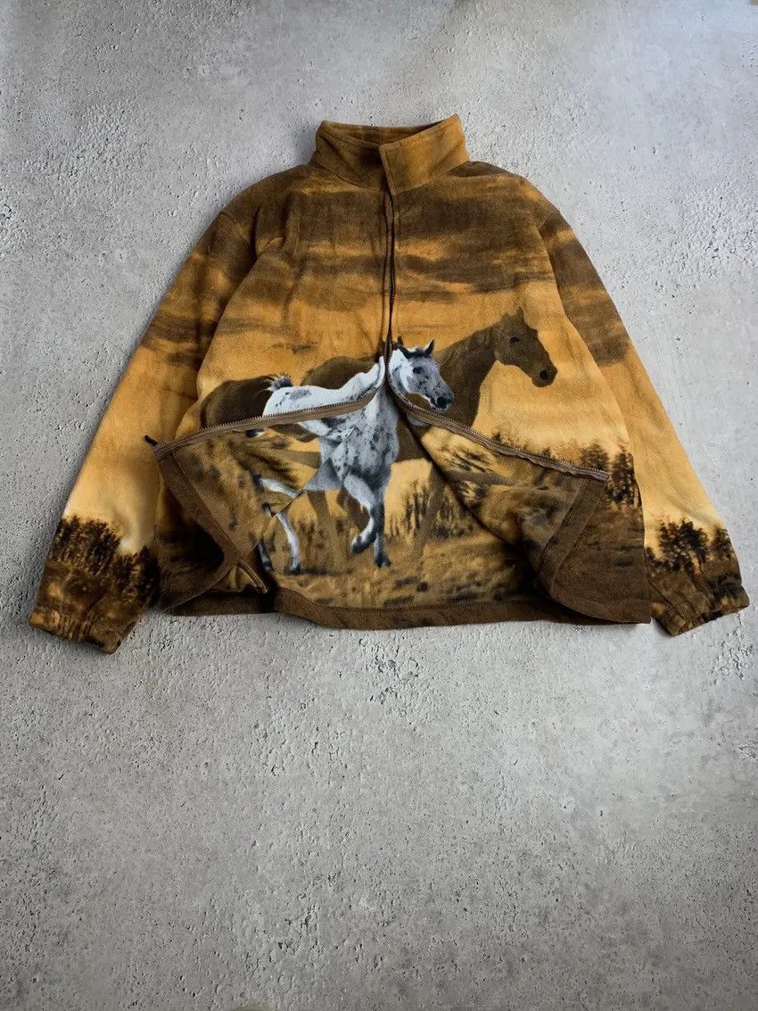 Japanese Brand Vintage Black Fullprint Wolf Zip Animals Fleece Jacket Size US XXL / EU 58 / 5 - 7 Thumbnail