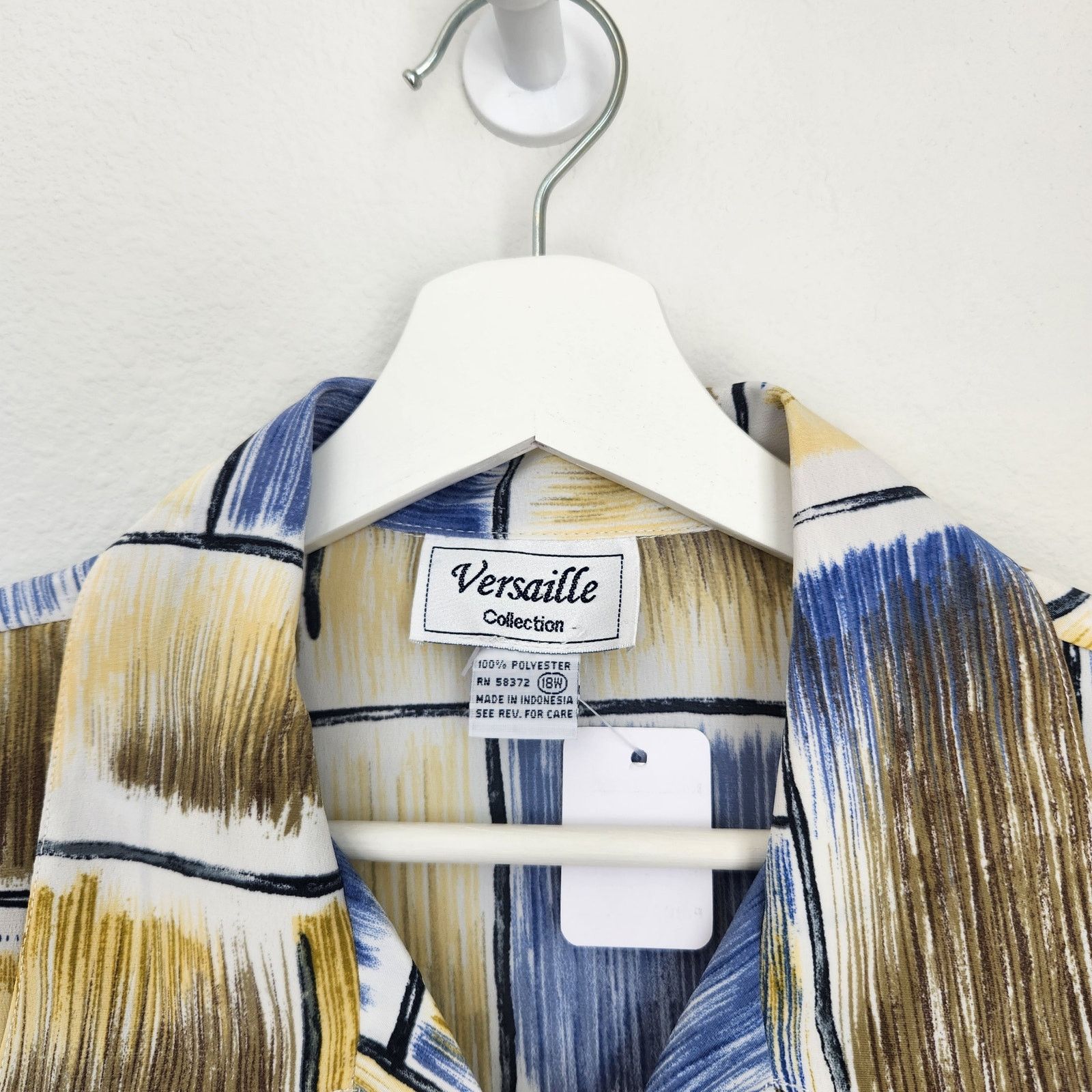 Vintage Vintage White Blue Abstract Print Button Down Shirt XXL Size XXL / US 16-18 / IT 52-54 - 2 Thumbnail