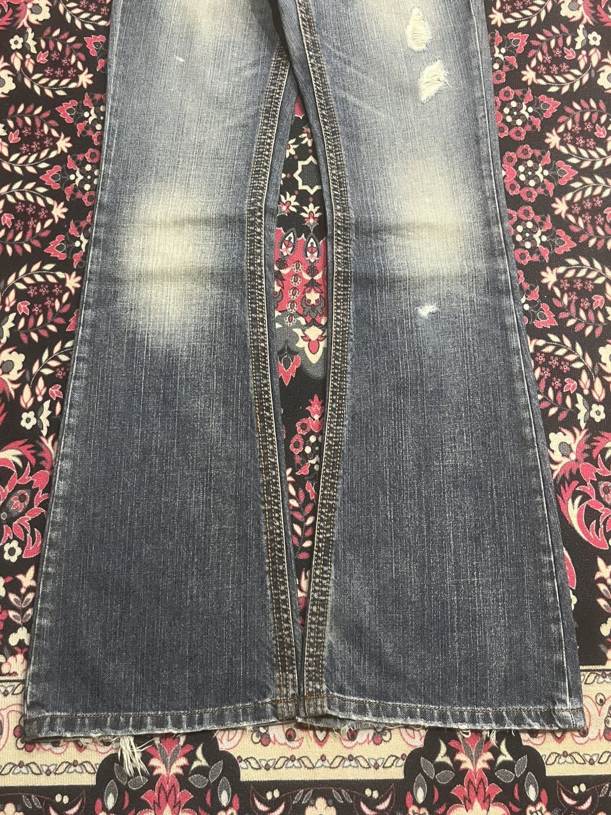 Japanese Brand Japanese Drive Jeans Blue Washed Distressed Flare Denim Size 25" / US 0 / IT 36 - 8 Thumbnail