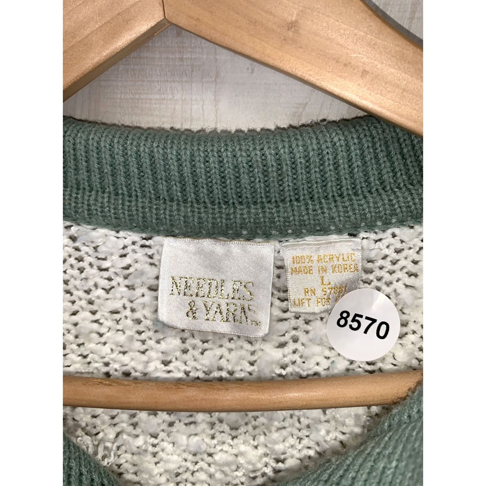 Vintage Vintage 80s Knotty Knit Floral Beaded Grandmacore Sweater Womens Large-8570 Size L / US 10 / IT 46 - 6 Thumbnail