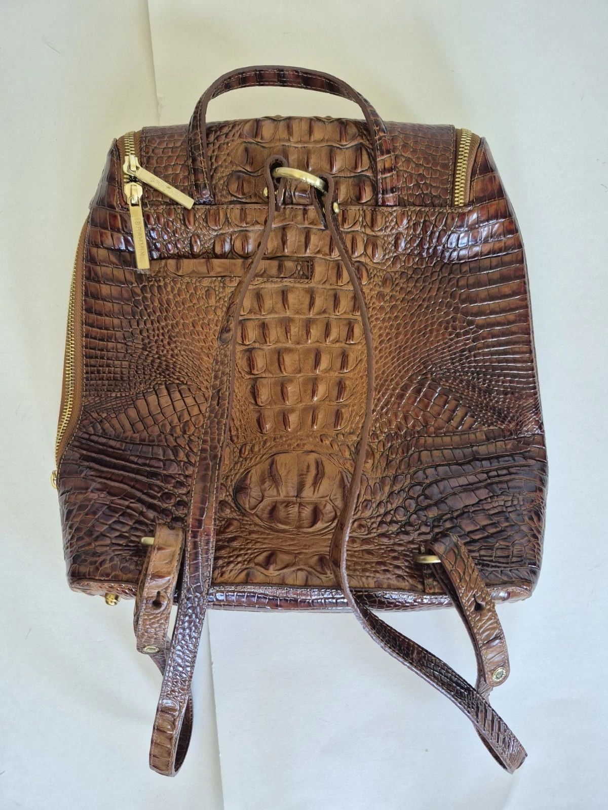 BRAHMIN NWOT Brahmin Bag Pecan Leather Croc Embossed Backpack Size ONE SIZE - 4 Thumbnail