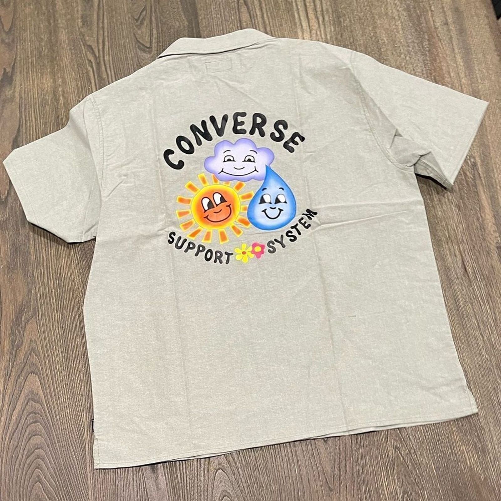 Converse NWT Converse Button-Up Shirt Back Print Short Sleeve Gray M Size US M / EU 48-50 / 2 - 6 Thumbnail