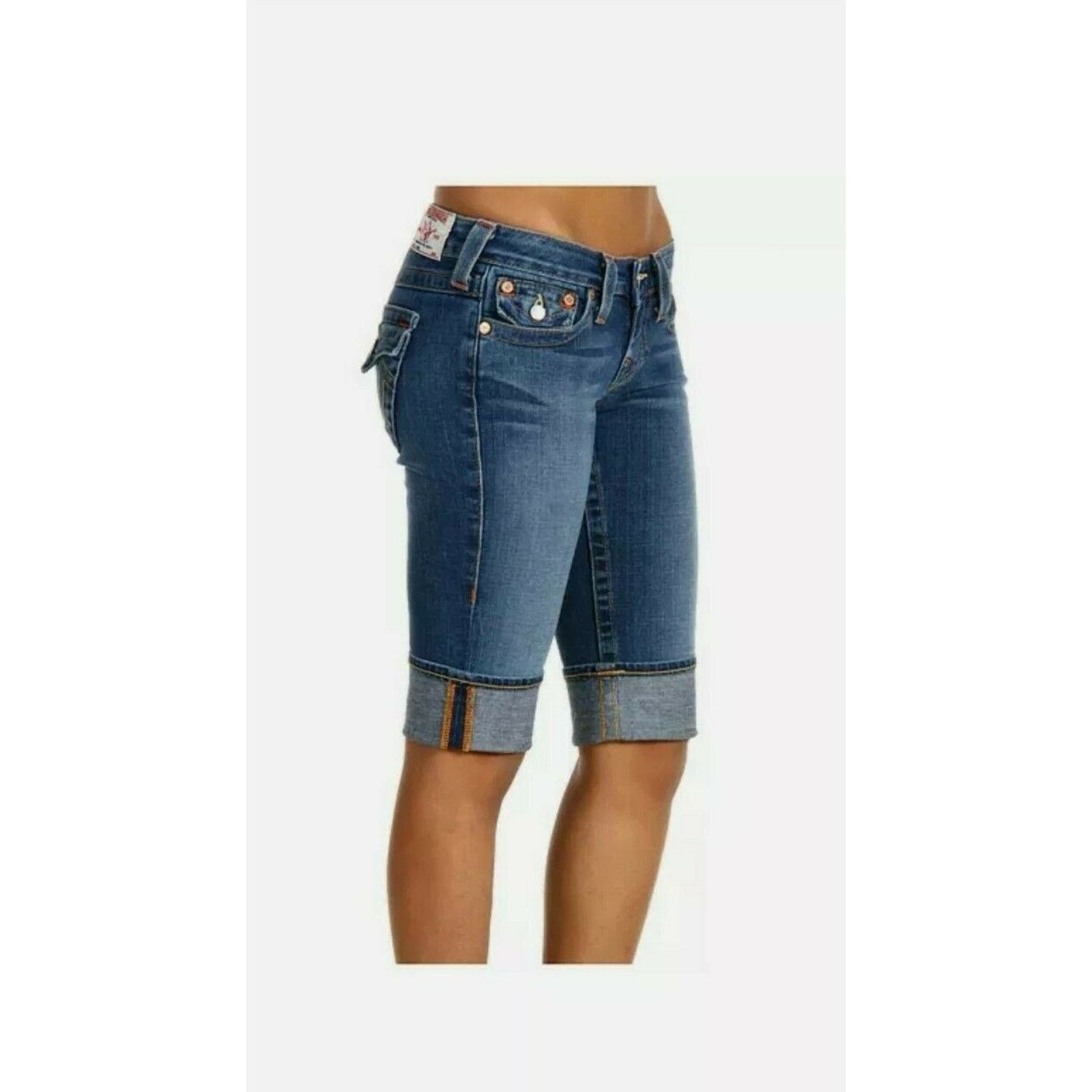 True Religion TRUE RELIGION Original Sophie Cuffed Embroidered Short Jeans Size 25" / US 0 / IT 36 - 1 Thumbnail