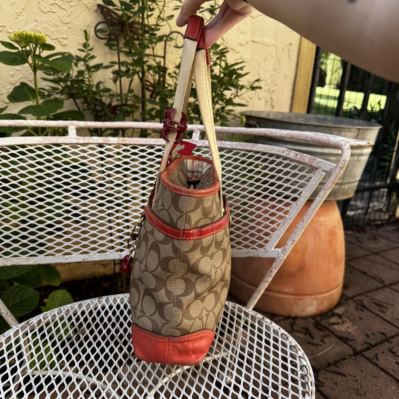 Coach Y2K Coach Red & Tan Monogramed Mini Tote Size ONE SIZE - 5 Thumbnail