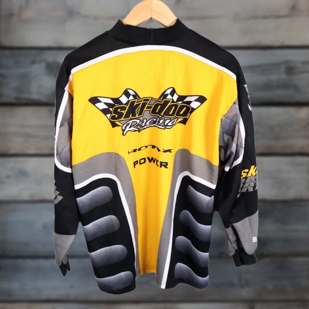 Vintage Ski-Doo Rotax Power Jersey Men's Large Yellow Black Snowmobile Canada VTG Graphic Print Jersey T-Shirt Mock Neck Logo Size US L / EU 52-54 / 3 - 1 Thumbnail