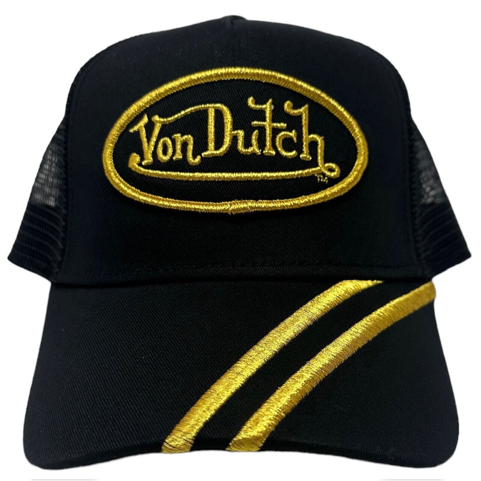 Von Dutch Von Dutch Trucker Hat Racing Inspired Black & Gold Cap Size ONE SIZE - 2 Thumbnail