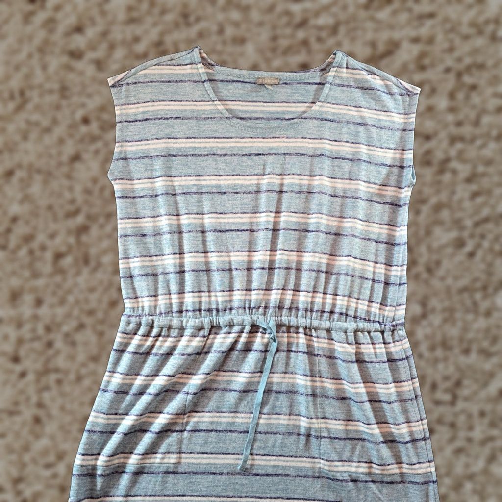 Talbots Talbots Dress Womens 2X Blue White Striped Sheath Knit Stretch Midi Casual Size XXL / US 16-18 / IT 52-54 - 1 Thumbnail