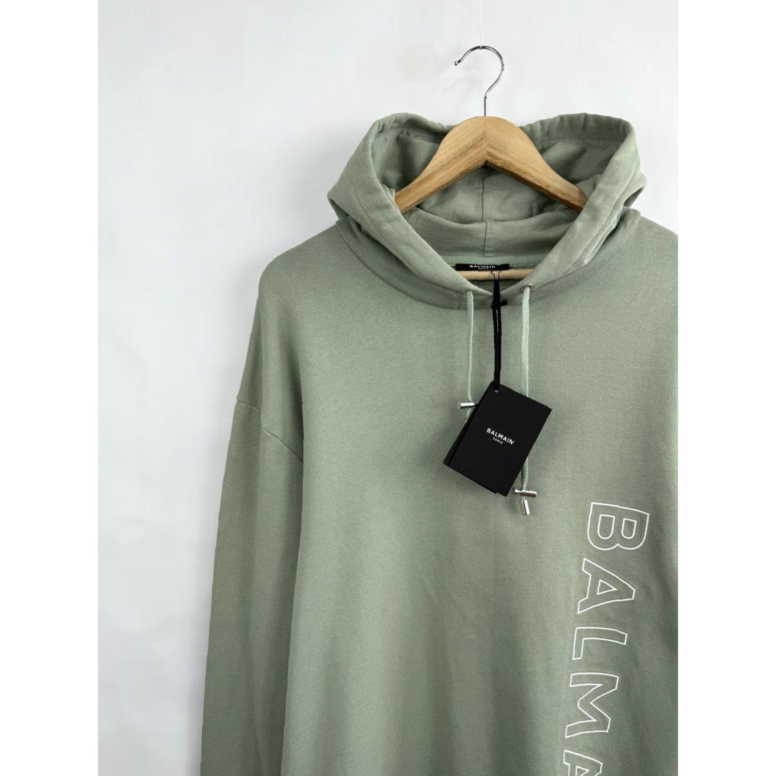 Balmain VINTAGE Balmain Paris Logo-Embossed Green Terry Hoodie L Mens Hoodie Logo Paris Green L Regular Pullover Size US L / EU 52-54 / 3 - 6 Thumbnail