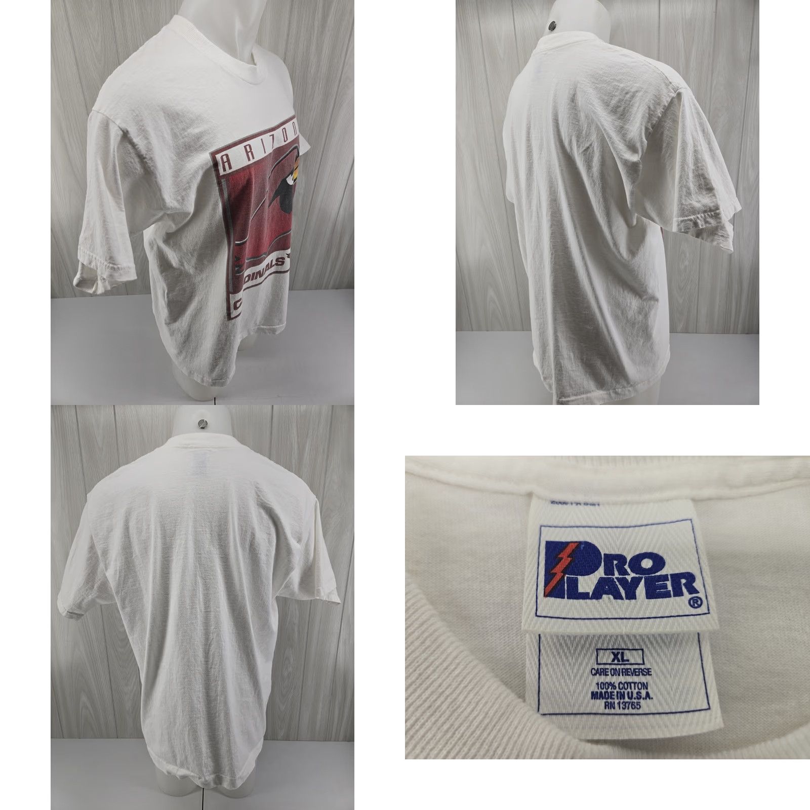 Pro Player VINTAGE Pro Player Football Graphic Tee White XL Arizona Cardinals Shirt Men Size US XL / EU 56 / 4 - 8 Thumbnail