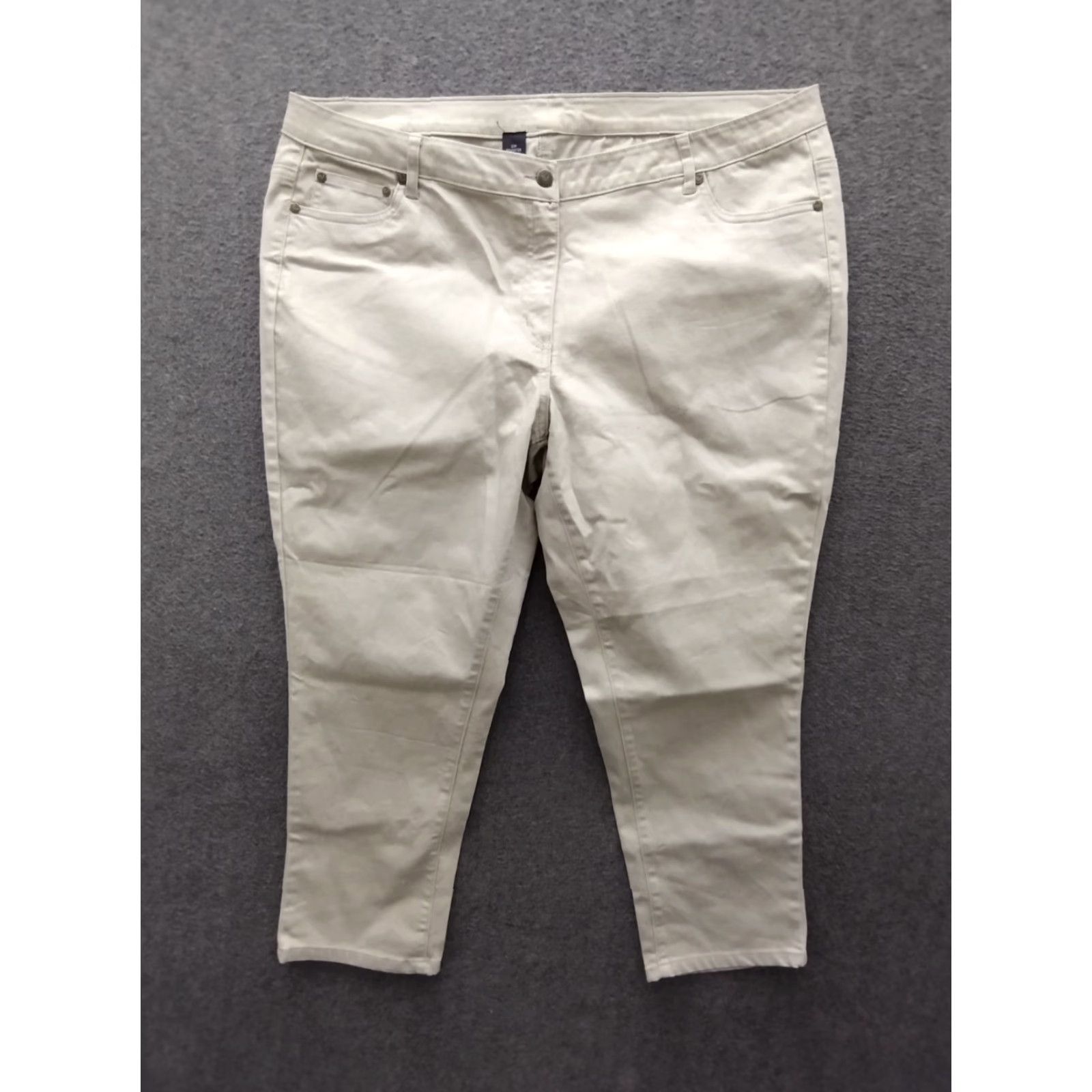 Vintage Woman Within Skinny Jeans Women 22W White Stretch 5-Pocket Denim High Rise Regular Fit XS-Plus? Size 40" / US 18 - 2 Thumbnail