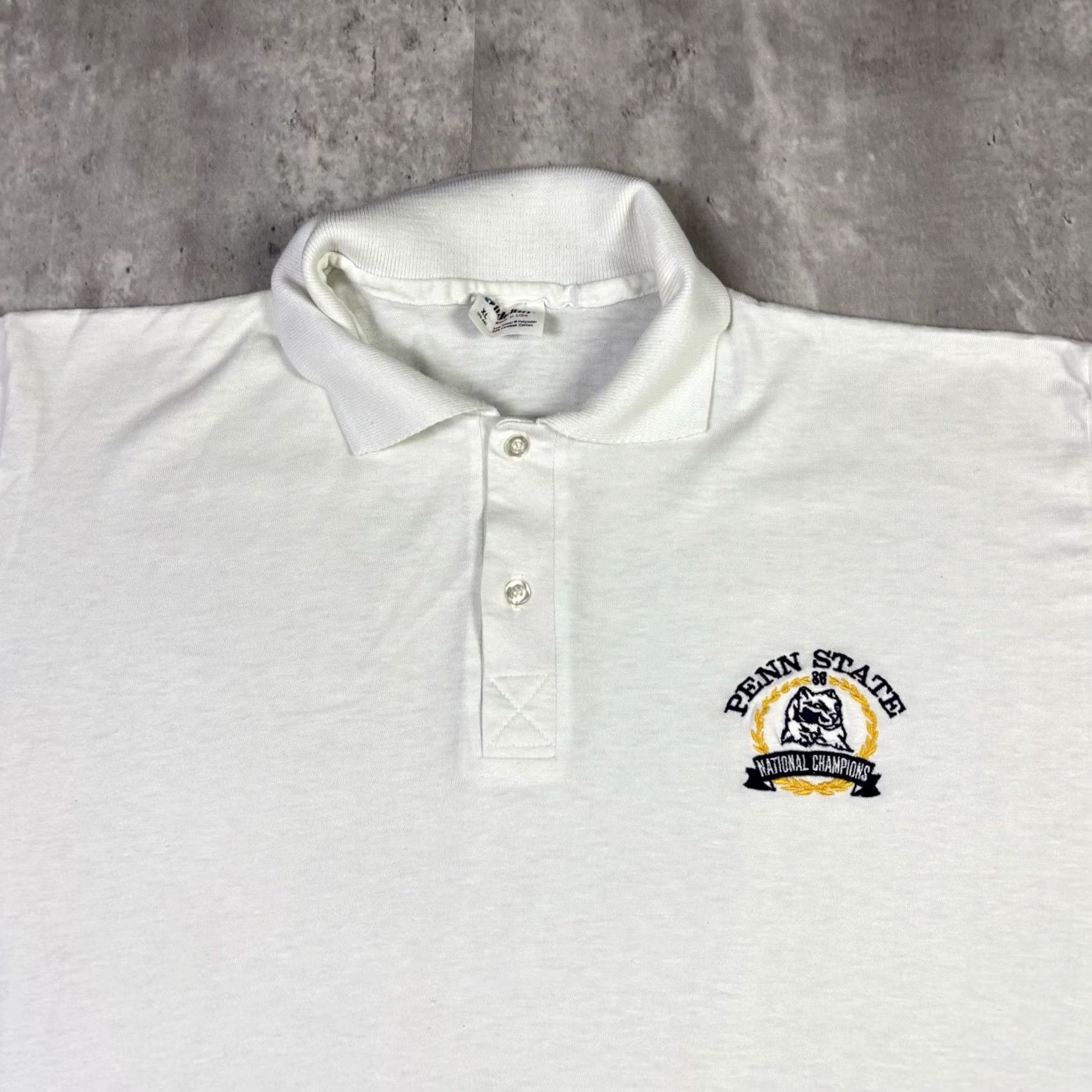Penn VINTAGE Penn State University Collard Polo Shirt White XL 80s 90s Nike Golf Mens Polo Collared Short Sleeve Cotton Regular Size US XL / EU 56 / 4 - 6 Thumbnail