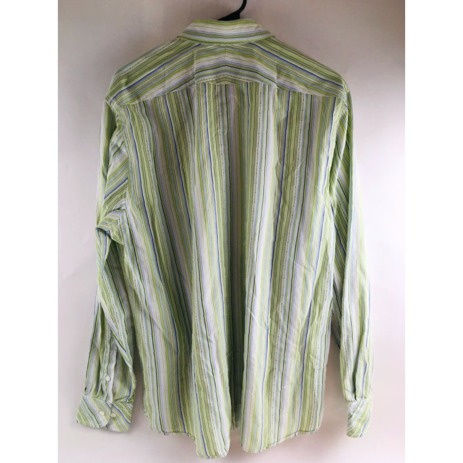 Express Express Shirt Button-Up Striped Yellow Green Blue Modern Fit L Mens Large Size US L / EU 52-54 / 3 - 2 Thumbnail
