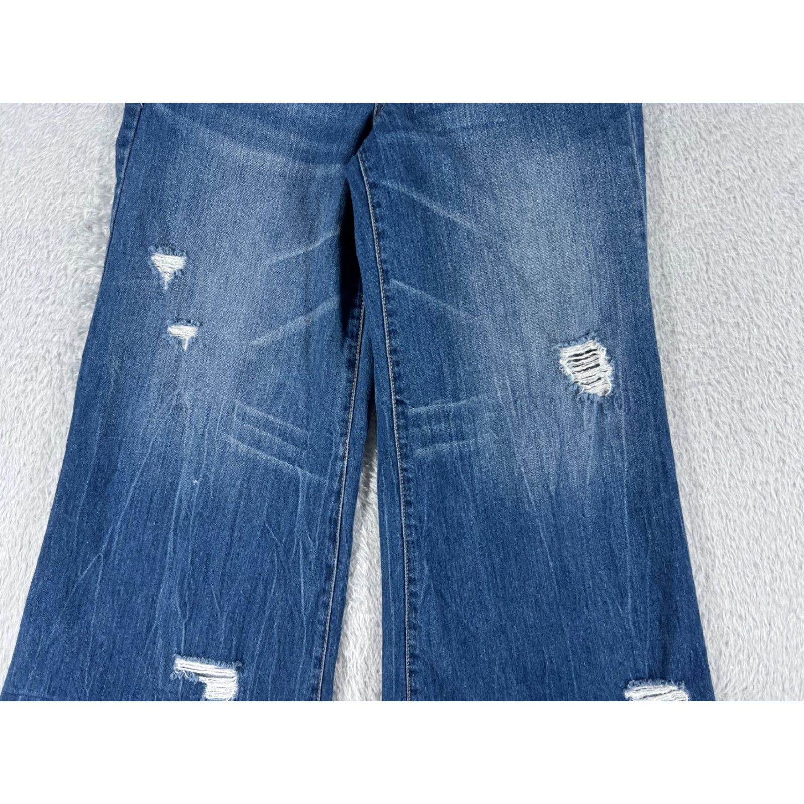 Vintage VINTAGE Rewash Jeans Women's Blue Denim 3 Wide-Leg Distressed 25x24 Low Rise 24 Inseam 5-Pocket Mens? Size 26" / US 2 / IT 38 - 3 Thumbnail