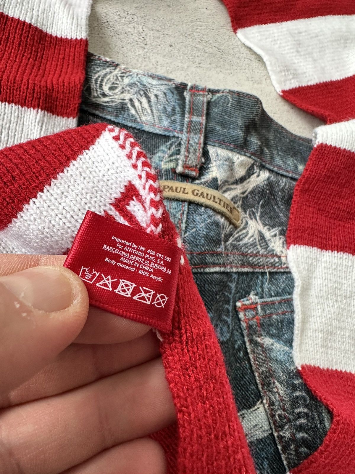 Japanese Brand × Jean Paul Gaultier Jean Paul Gaultier I Love JPG striped Y2K grunge scarf Size ONE SIZE - 4 Thumbnail