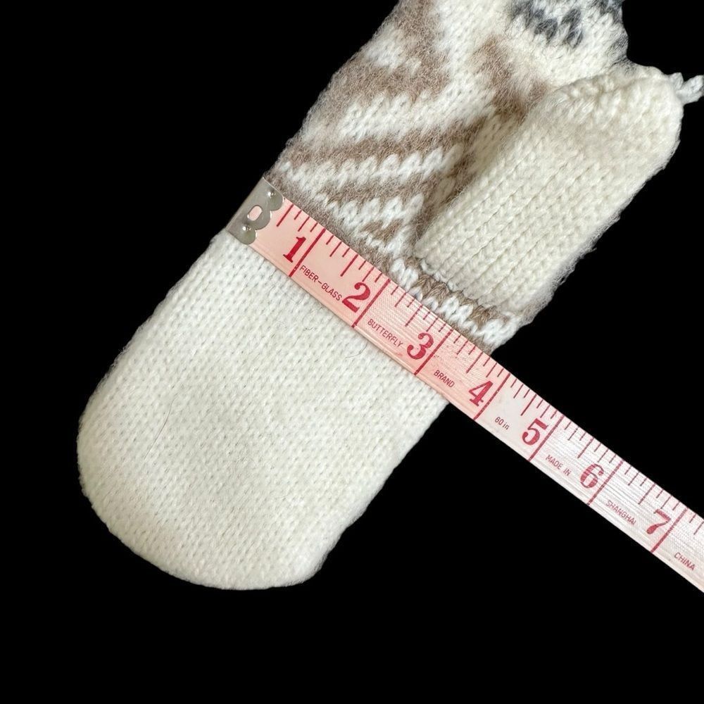 Eastern Mountain Sports Fair Isle Pattern Cream white extended mittens size M/L Size ONE SIZE - 5 Thumbnail