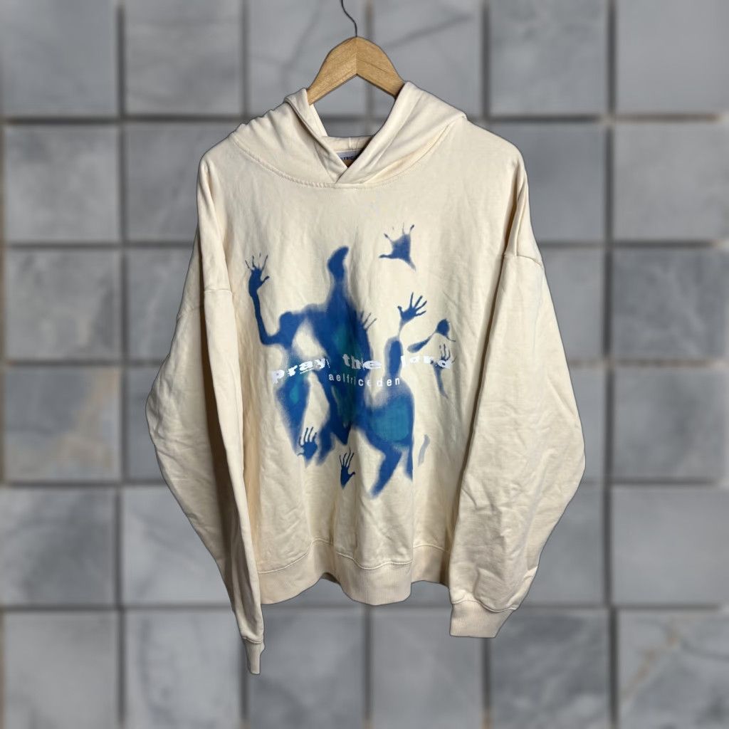 Vintage Elfric Eden Hoodie Mens L White Graphic Print Pray the Lord Pullover Sweatshirt Size US L / EU 52-54 / 3 - 1 Thumbnail
