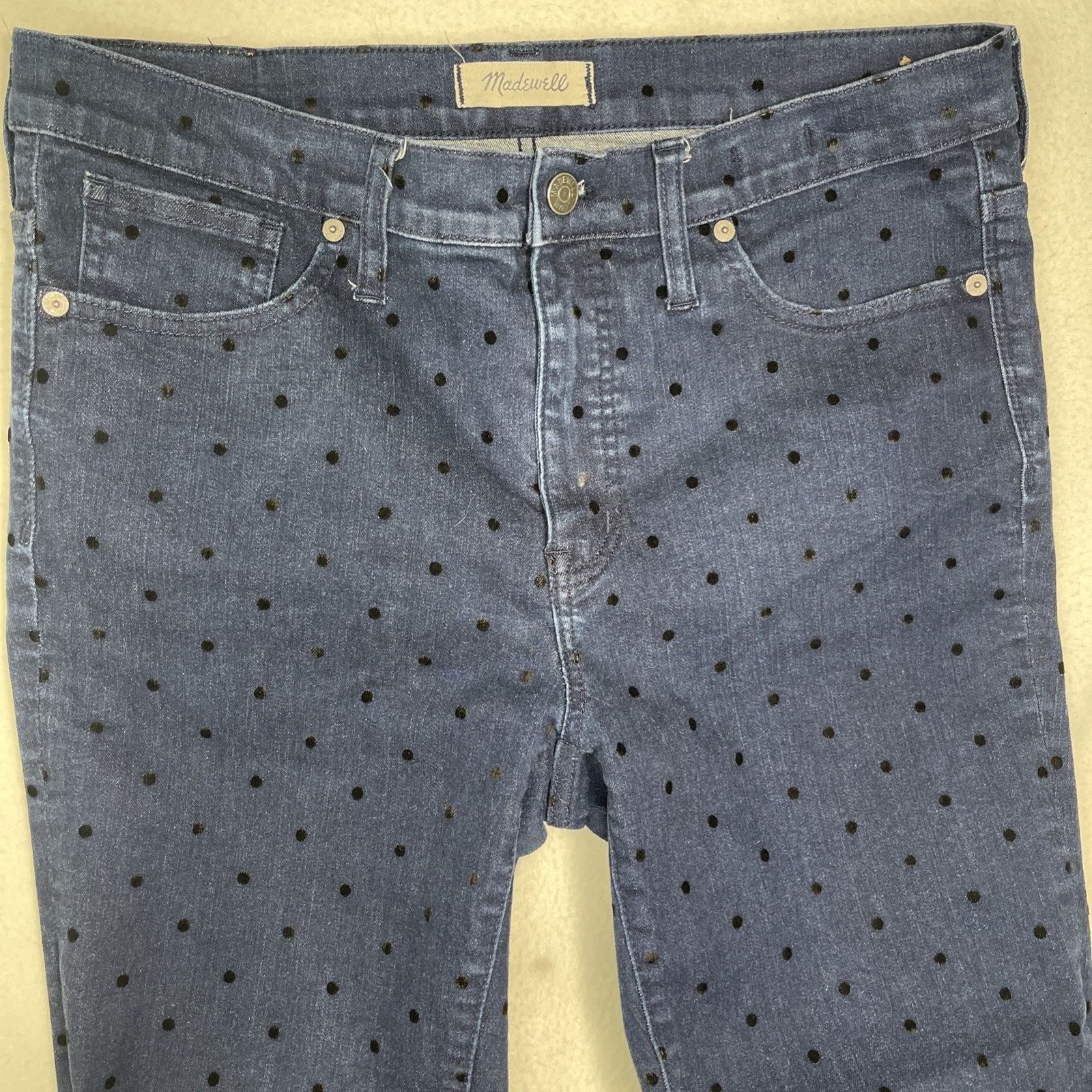 Madewell Madewell Women's Skinny Jeans 31 Polka Dot Blue High Rise Size 31" - 2 Thumbnail