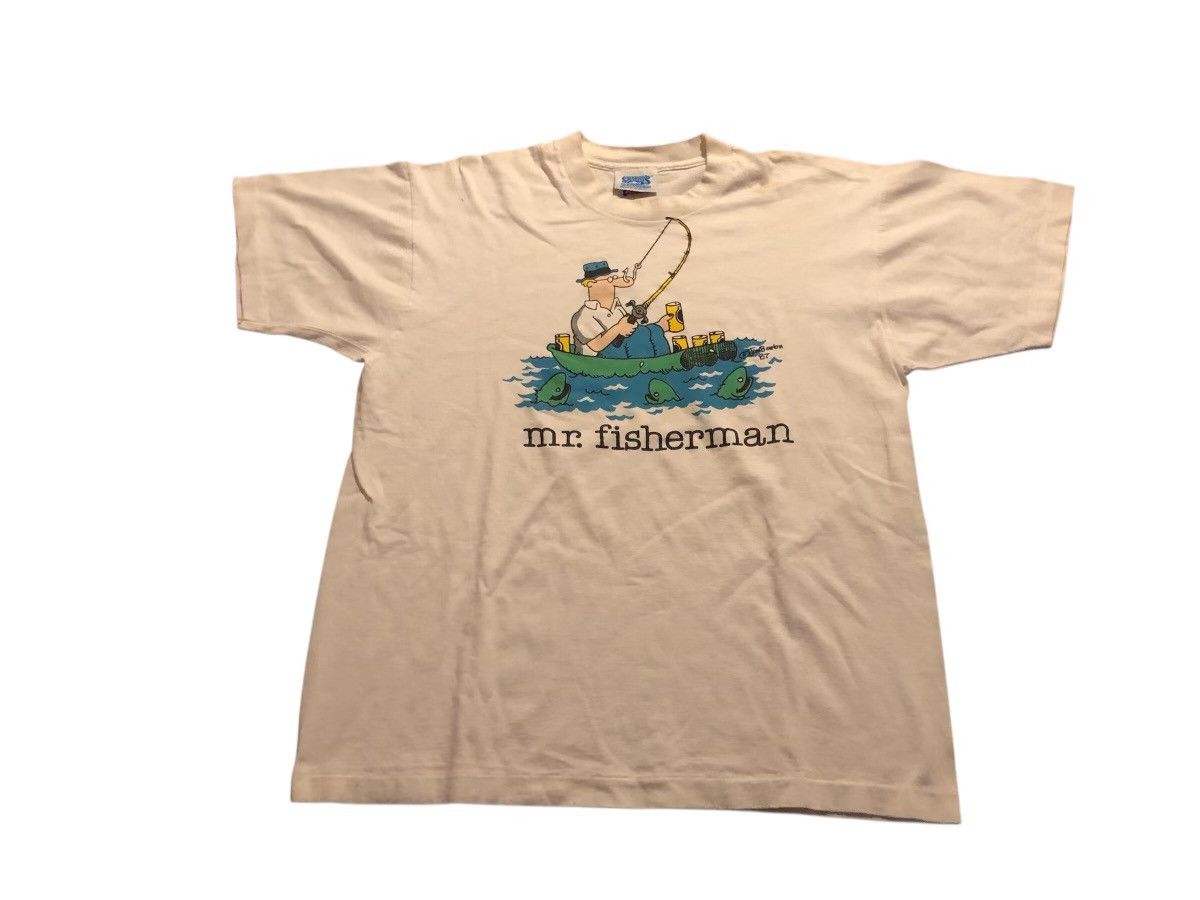 Vintage Vintage 1987 “ Mr Fisherman” T Shirt S/XL Size US XL / EU 56 / 4 - 1 Thumbnail
