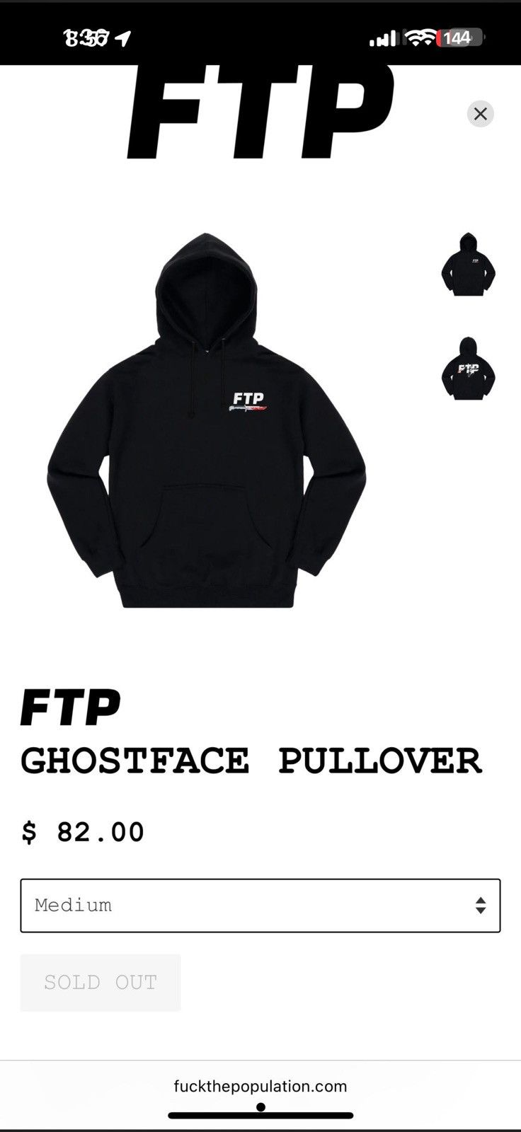Fuck The Population Ftp ghost face hoodie Size US XL / EU 56 / 4 - 1 Preview