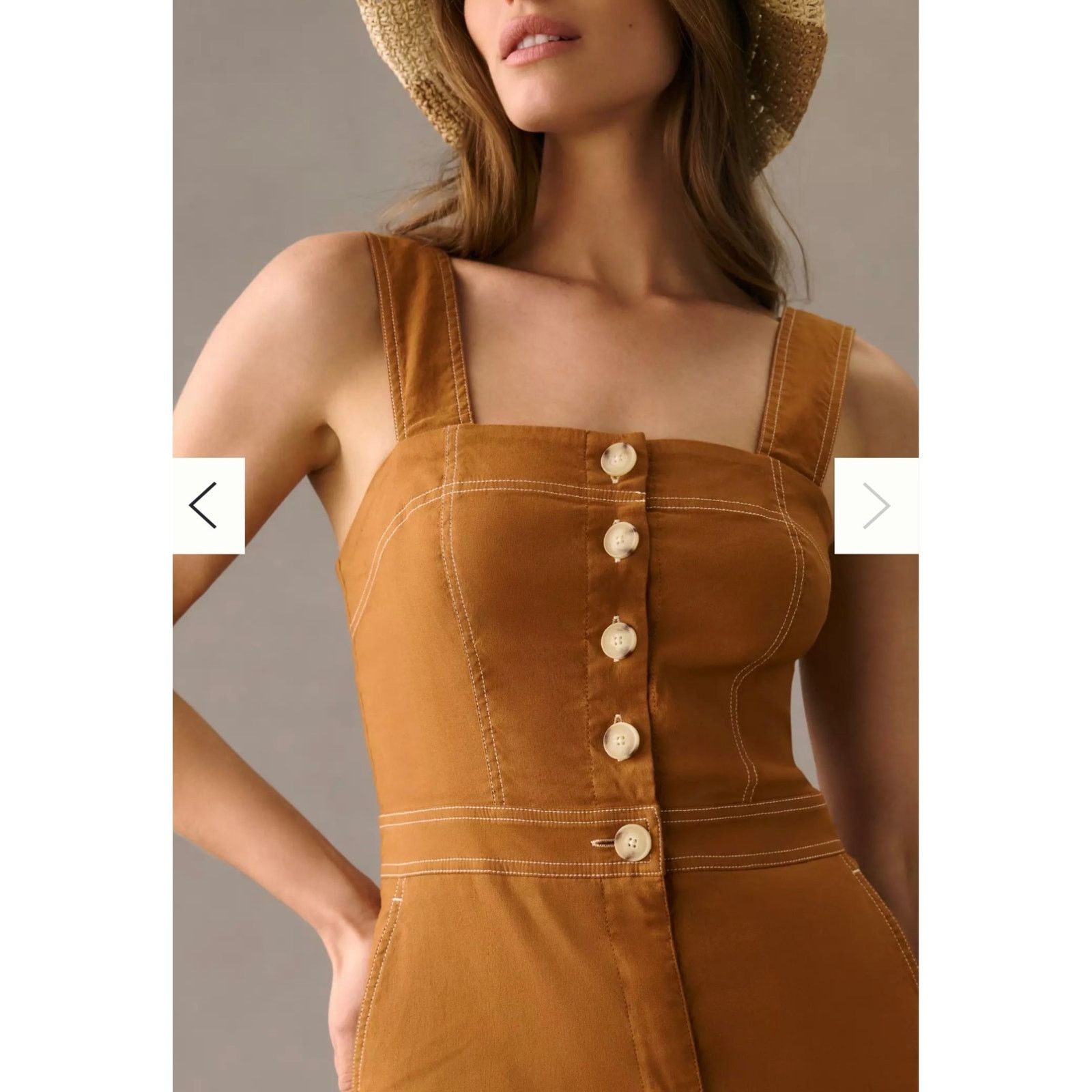 Anthropologie Maeve Anthropologie The Colette Jumpsuit Womens US 0 Brown Size 25" / US 0 / IT 36 - 16 Thumbnail