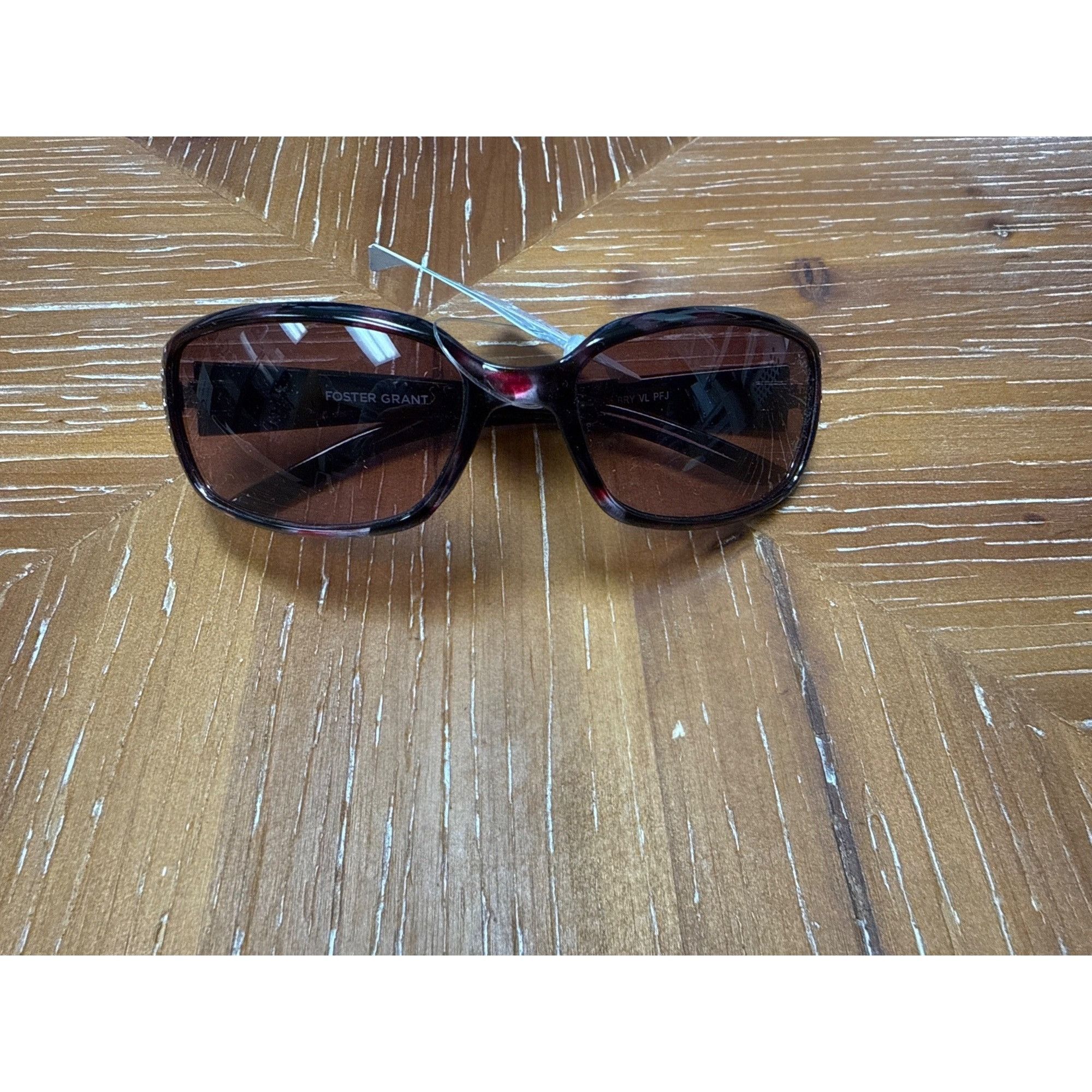 Foster Grant Womens Rhinestone-Accented Sunglasses With Brown Lenses & To Size ONE SIZE - 1 Thumbnail