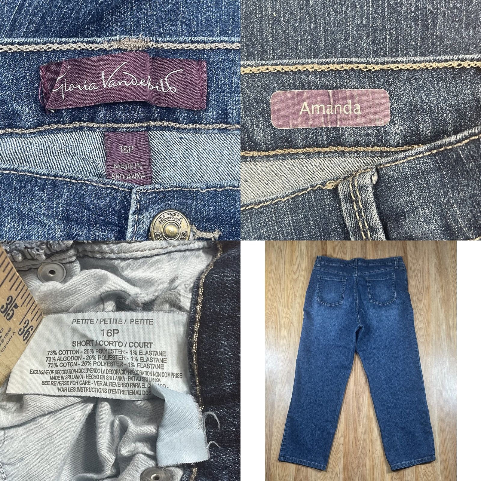 Gloria Vanderbilt Gloria Vanderbilt Amanda Jeans Womens 16P Petite Short Blue Wash Stretch Denim Size 38" / US 16 / IT 52 - 8 Thumbnail