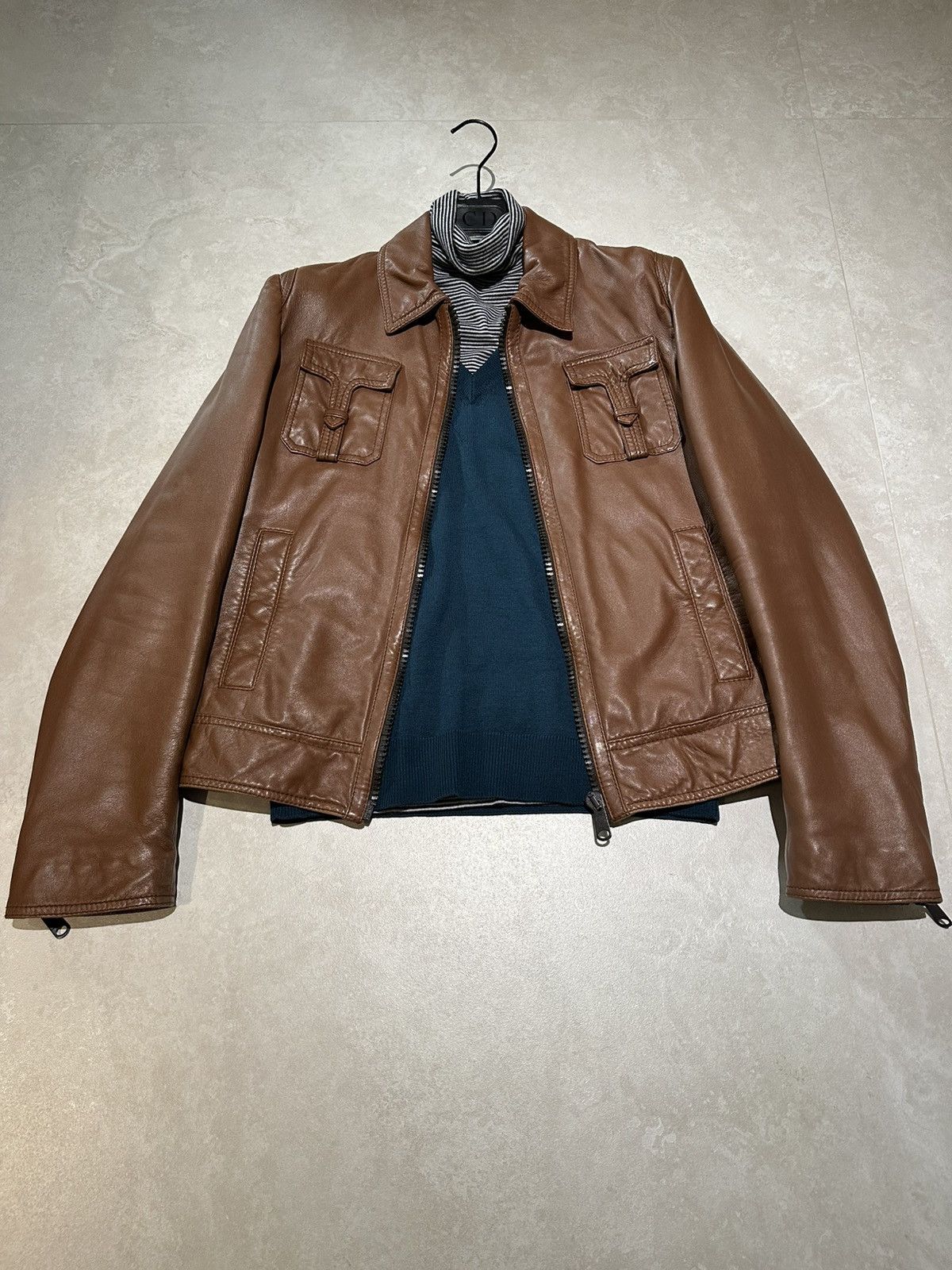 Dior × Hedi Slimane 06AW 'A2' 4 pockets leather jacket sz 44 | Grailed
