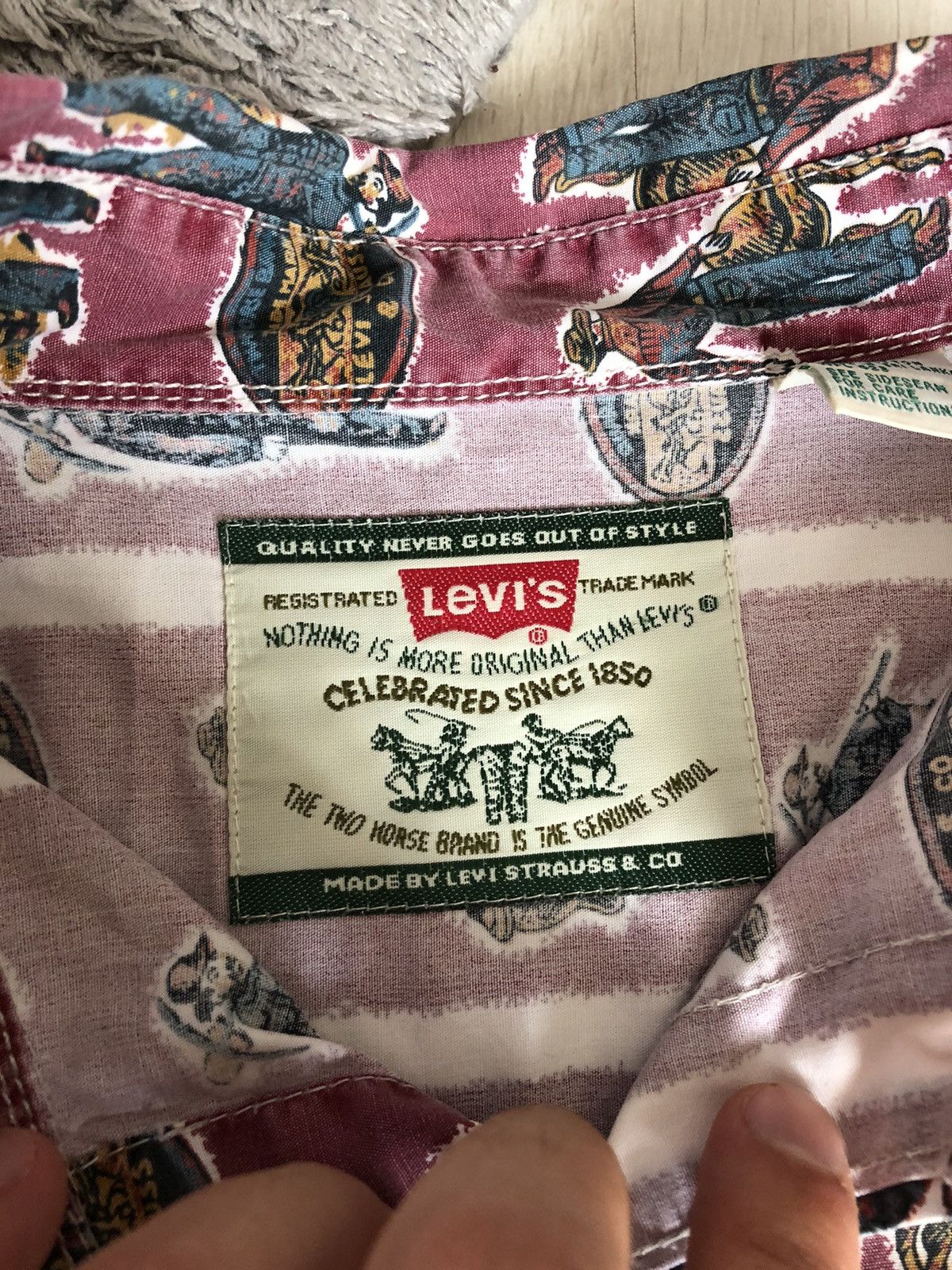 Levi's × Levi's Vintage Clothing Vintage Levi’s 90s Monogram Full Print Cowboy Worker Shirt Size US L / EU 52-54 / 3 - 6 Thumbnail