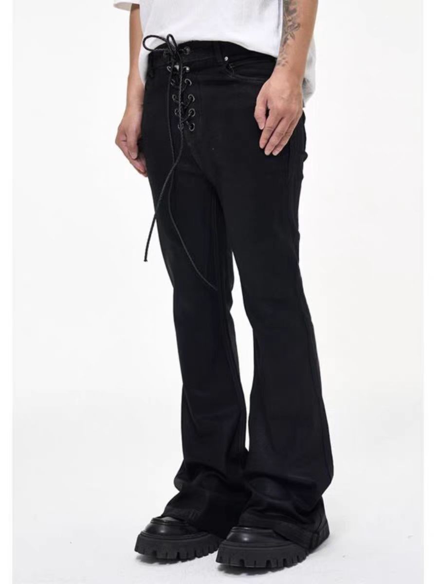 Japanese Brand × Jean High Street Strappy Drawstring Coated Micro Flare Jeans Size US 30 / EU 46 - 1 Thumbnail