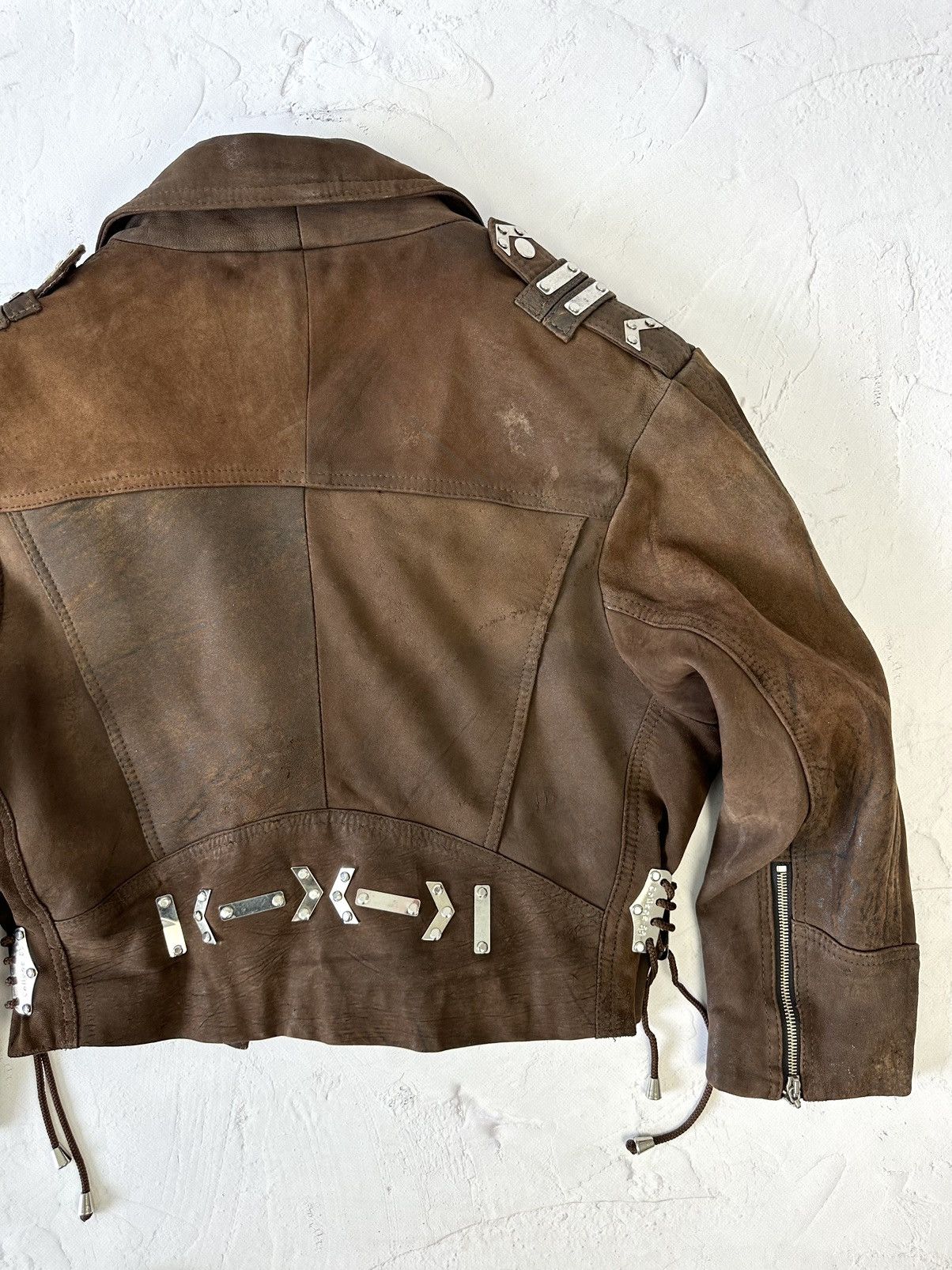 Vintage Vintage Real Leather Brown Cropped Biker Jacket Size M / US 6-8 / IT 42-44 - 10 Thumbnail