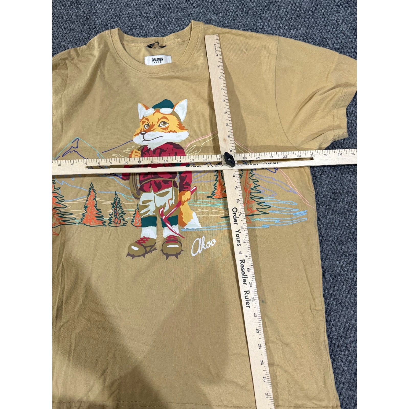 Vintage AKOO T-Shirt Mens 2XL Tan Beige Graphic Print Crew Neck Short Sleeve Urban Streetwear 2XL Adults Mens Size US XXL / EU 58 / 5 - 5 Thumbnail