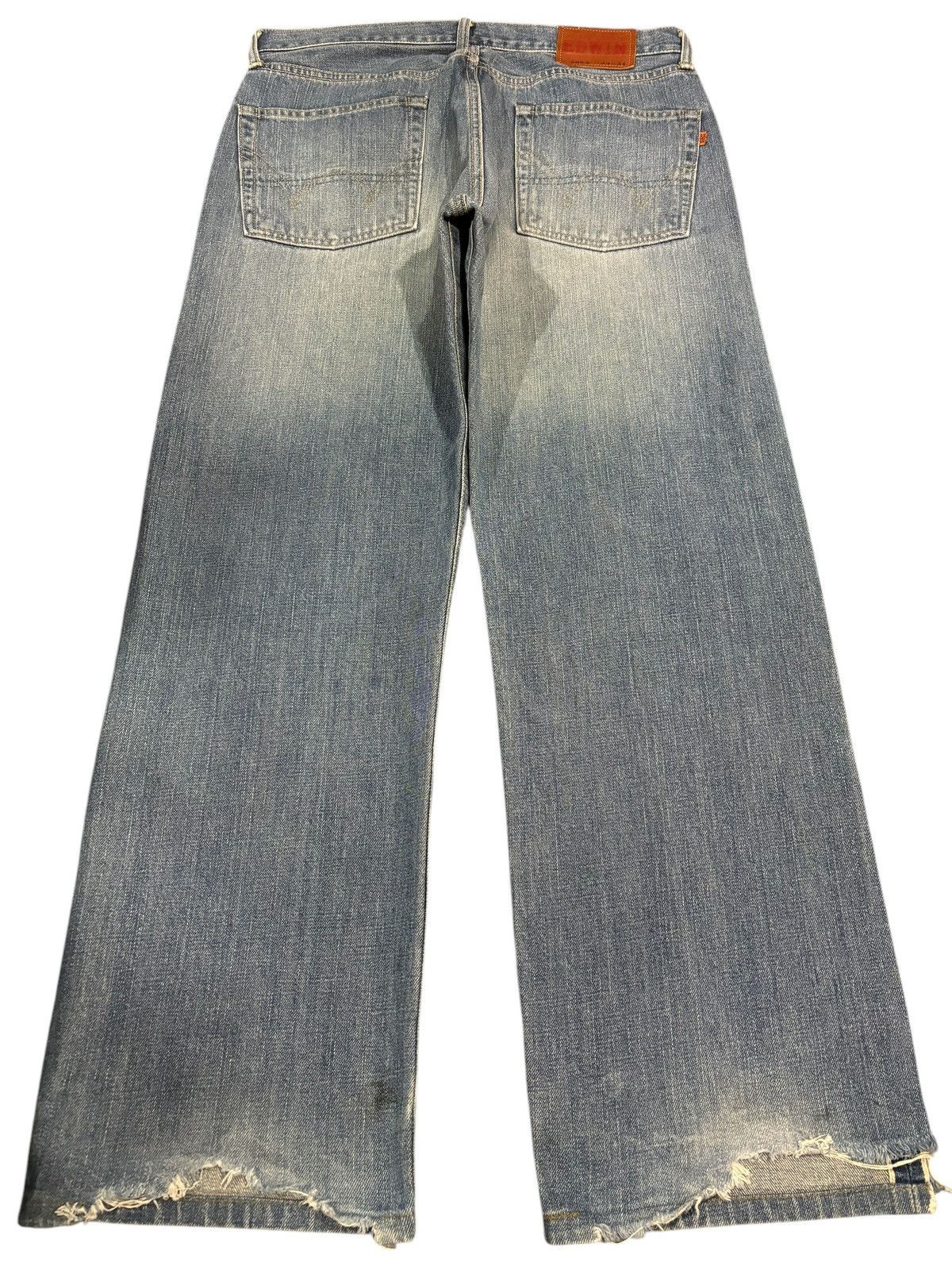 Edwin × Self Edge 90s Vtg Edwin 505 Selvedge Orange Tag Distressed Faded Jeans Size US 33 - 6 Thumbnail