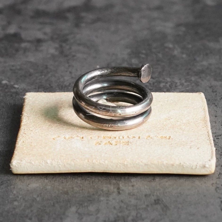 Carol Christian Poell CCP Distressed Spiral Silver Stud Ring 46+48+50+52 Size ONE SIZE - 3 Thumbnail