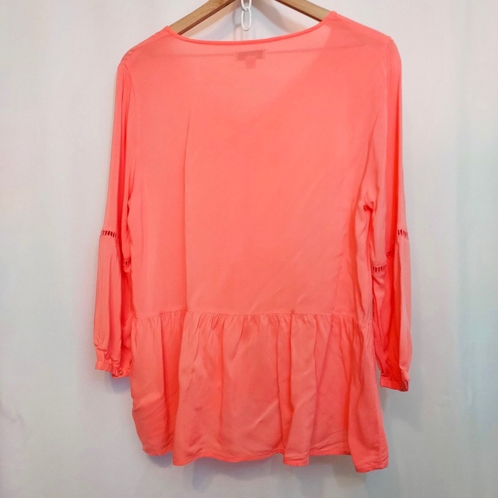 Calvin Klein Calvin Klein Jeans Coral Pink Orange Eyelet Tunic Blouse Top Size M / US 6-8 / IT 42-44 - 2 Thumbnail