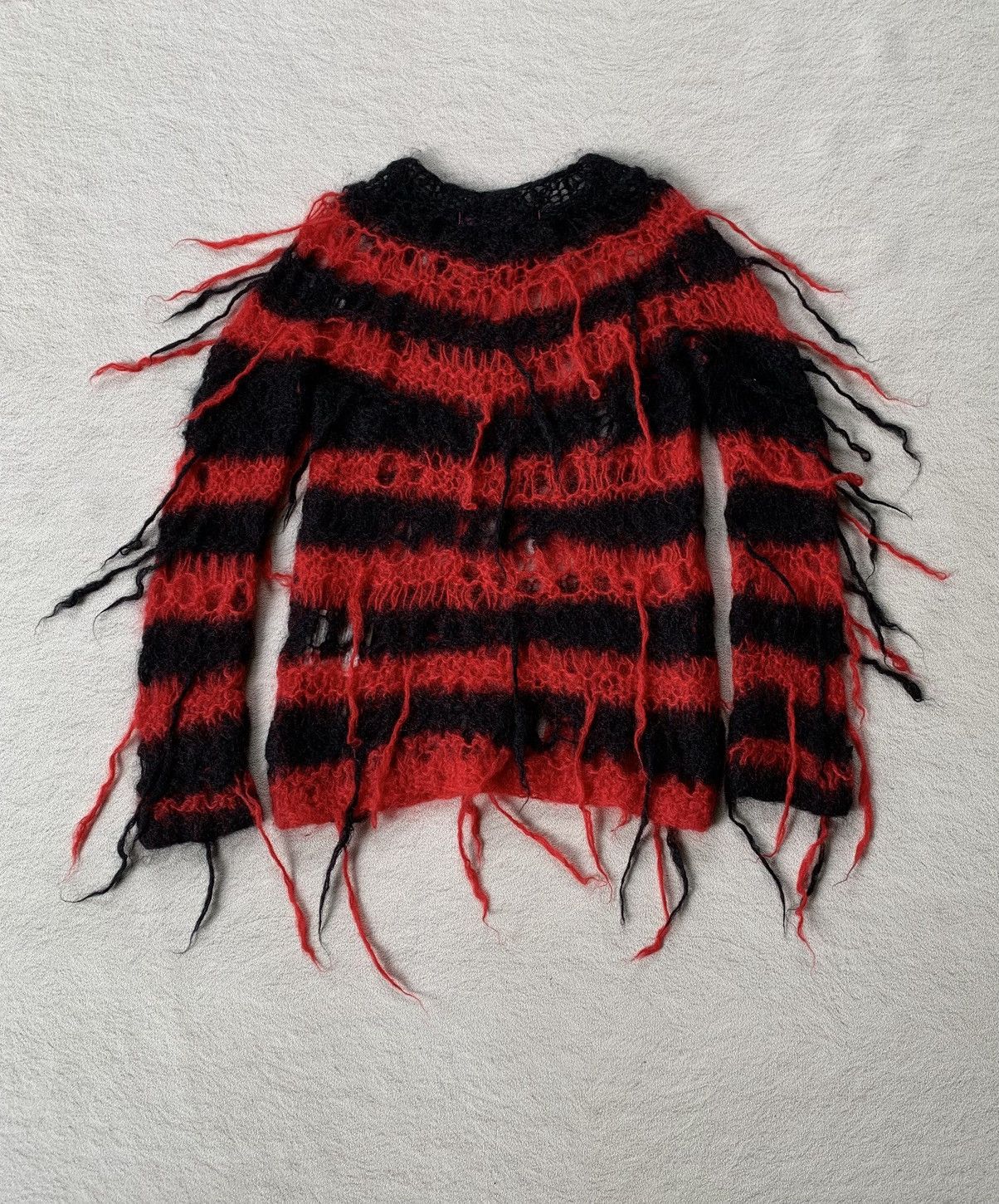 Junya Watanabe AW05 Junya Watanabe Mohair Loose Gauge Stripe Fringe Knit Size US M / EU 48-50 / 2 - 4 Thumbnail