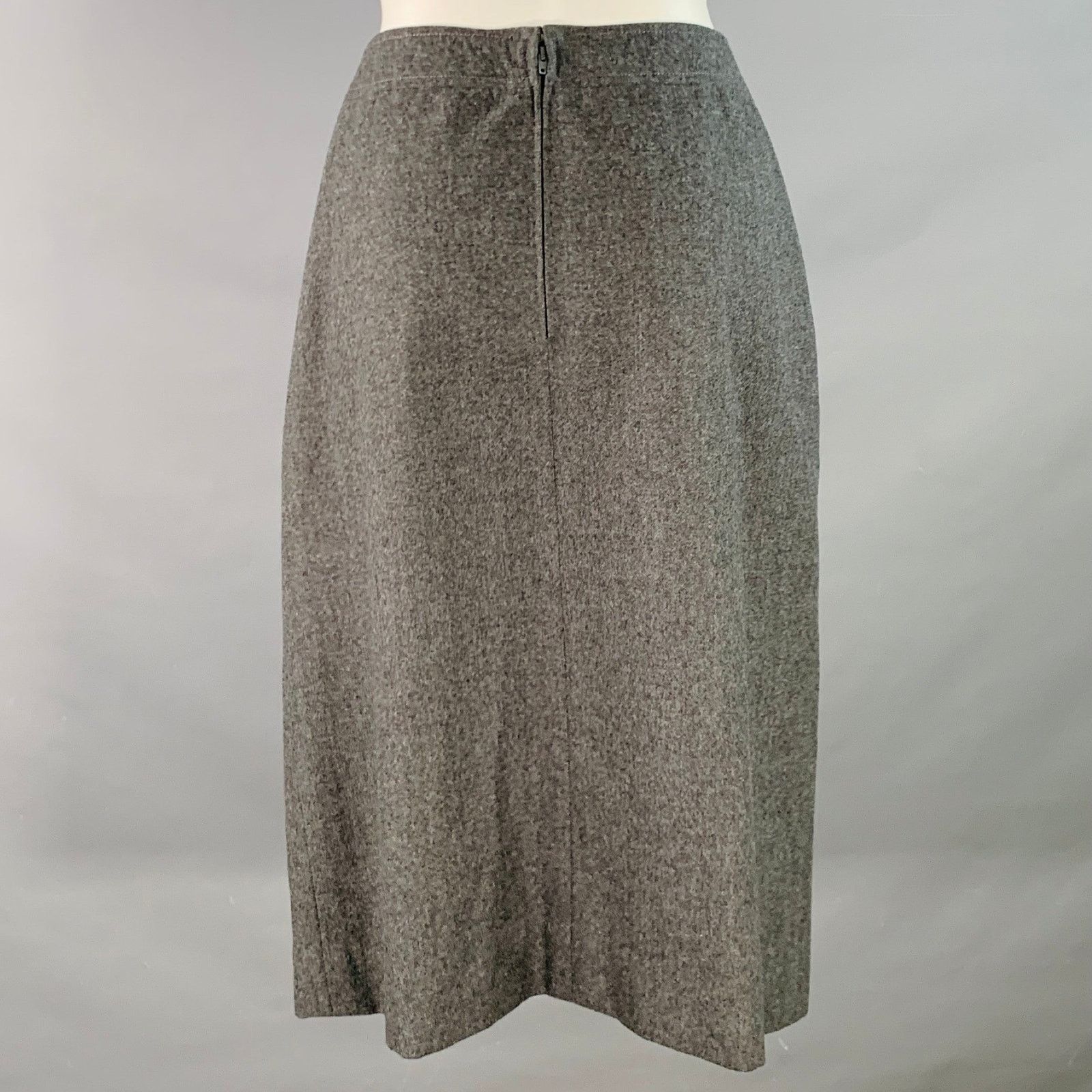 Celine CELINE Size 8 Grey Wool Heather Pleated Pencil Midi Skirt Size 30" / US 8 / IT 44 - 3 Thumbnail