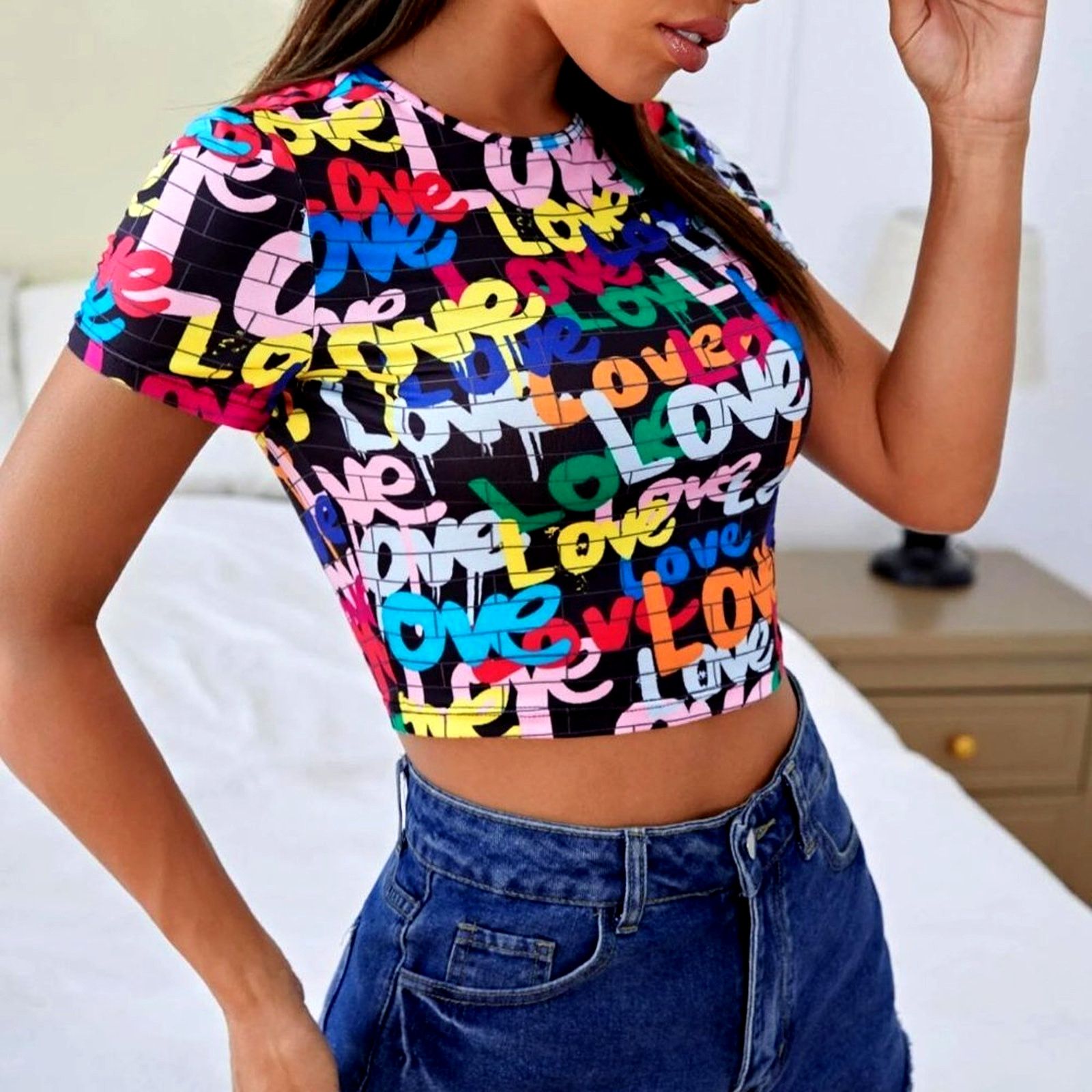 Other Coolane Plus Letter Graphic Love Short Sleeve Crop Tee 14 Size XL / US 12-14 / IT 48-50 - 3 Thumbnail