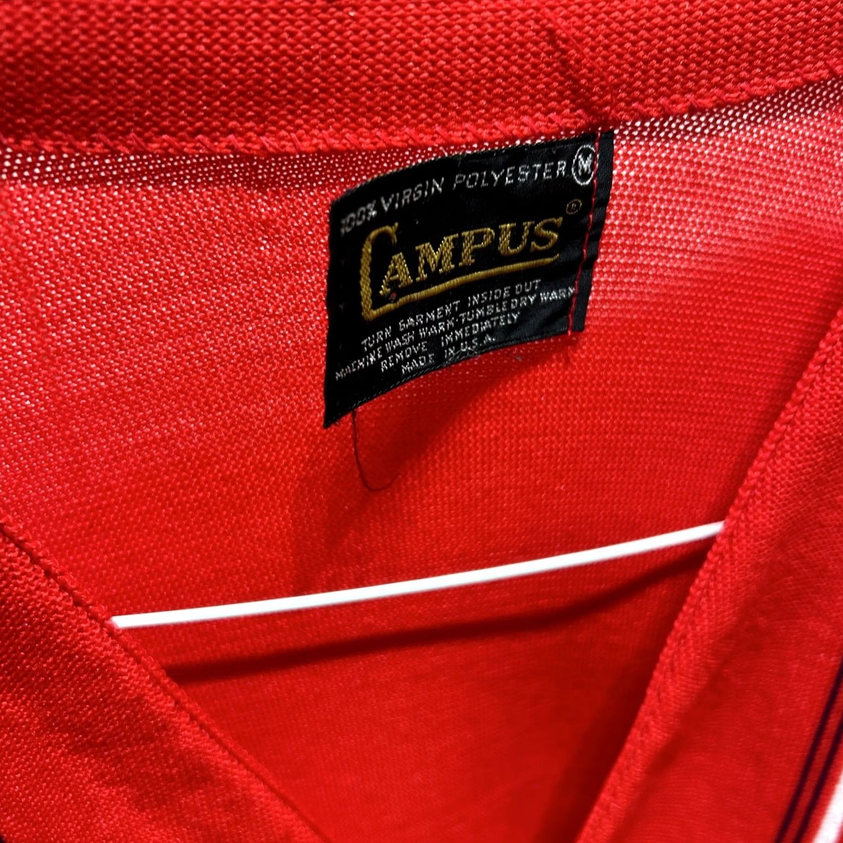 Vintage VINTAGE Campus Cardigan Medium Red Poly 100% Virgin Poly Dark Academia Cobain Preppy Oxford Mens Size US M / EU 48-50 / 2 - 6 Thumbnail