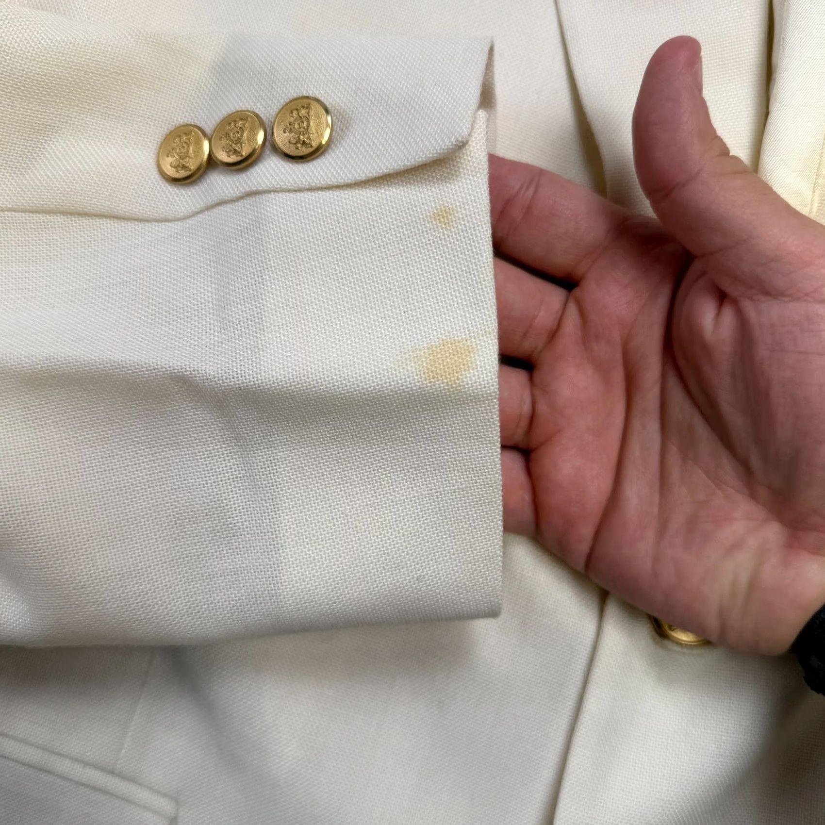 Stafford VTG Stafford Blazer Jacket Mens 44R Cream Sport Coat Coastal Golf Button READ Size 44R - 3 Thumbnail