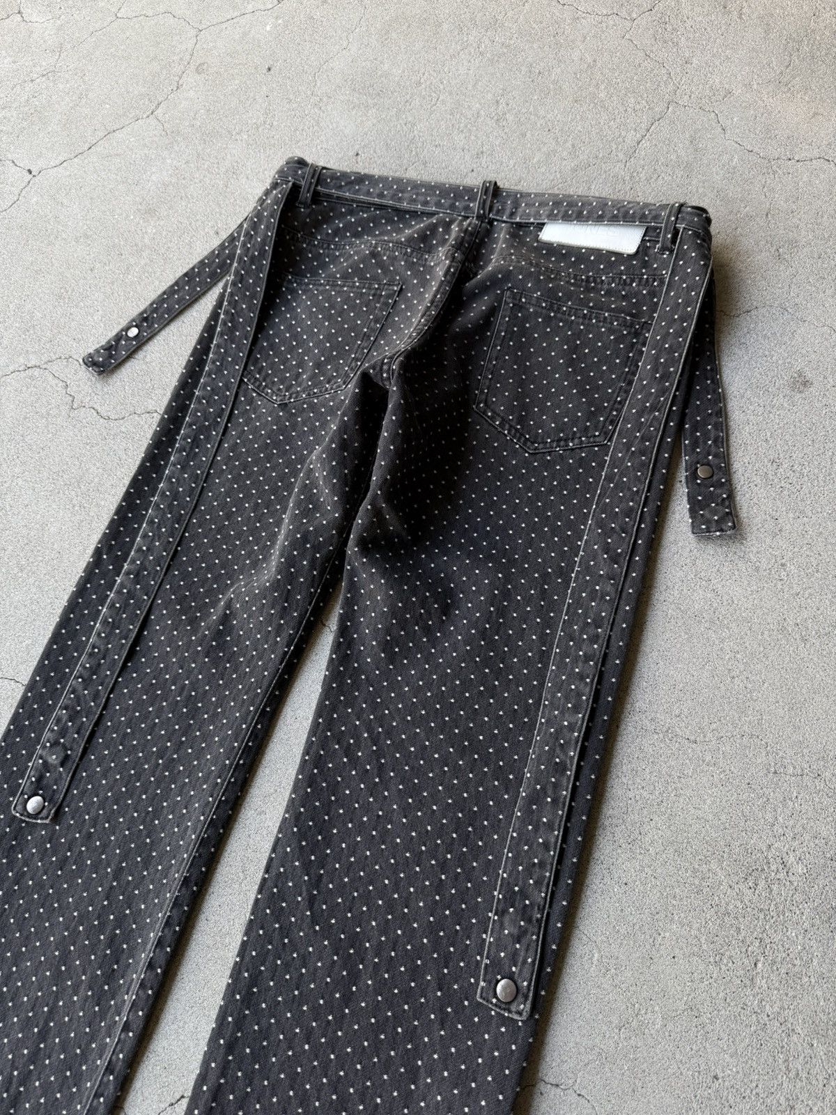 Kim Jones 2000s KIM JONES Dark Gray Embroidered Strap Denim Pants Size US 30 / EU 46 - 6 Thumbnail